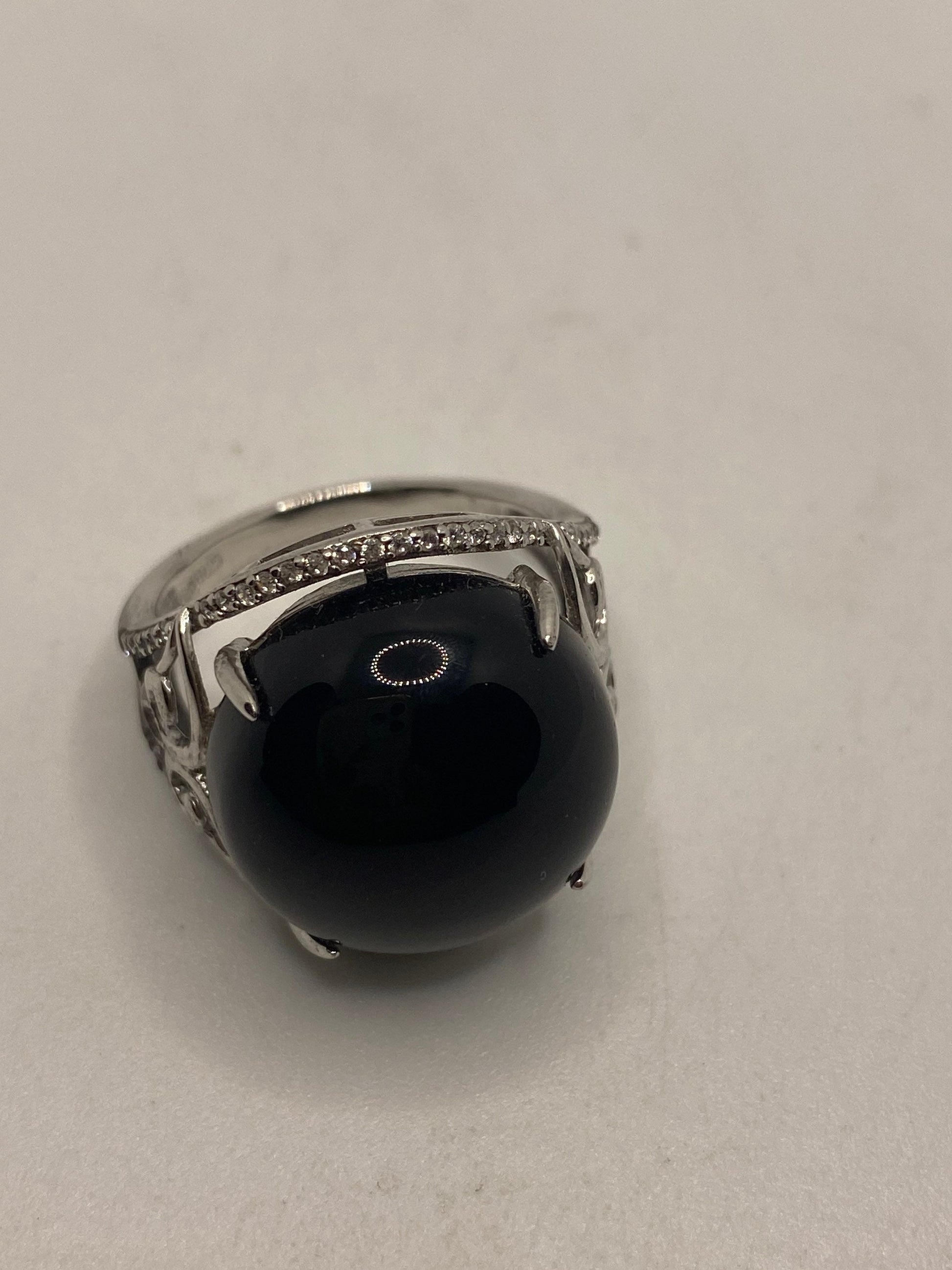 Vintage Black Onyx Ring 925 Sterling Silver
