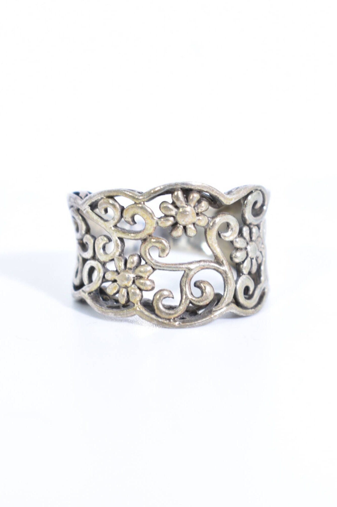 Vintage 925 Sterlin Silver Flower Spoon Ring