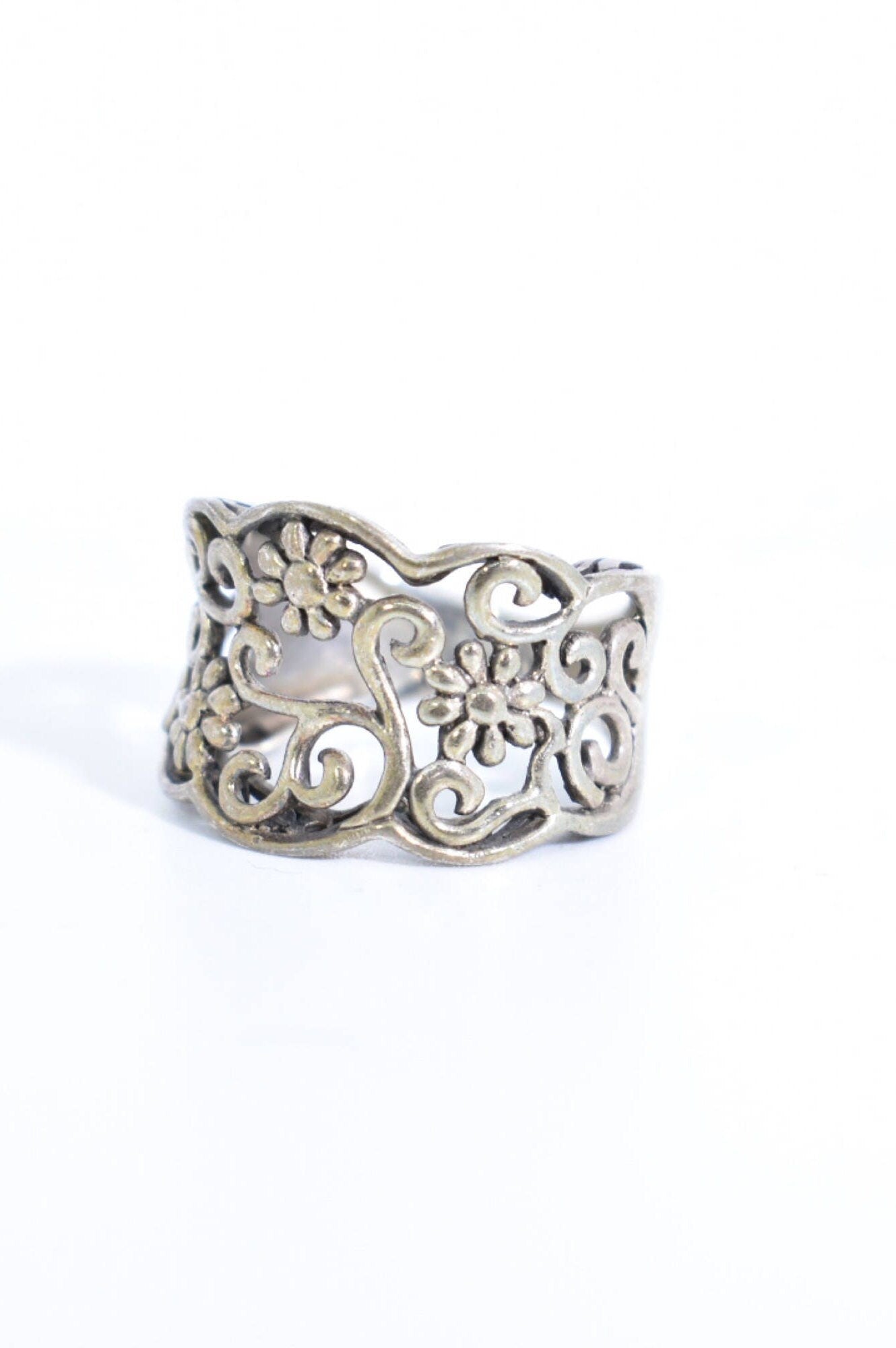 Vintage 925 Sterlin Silver Flower Spoon Ring