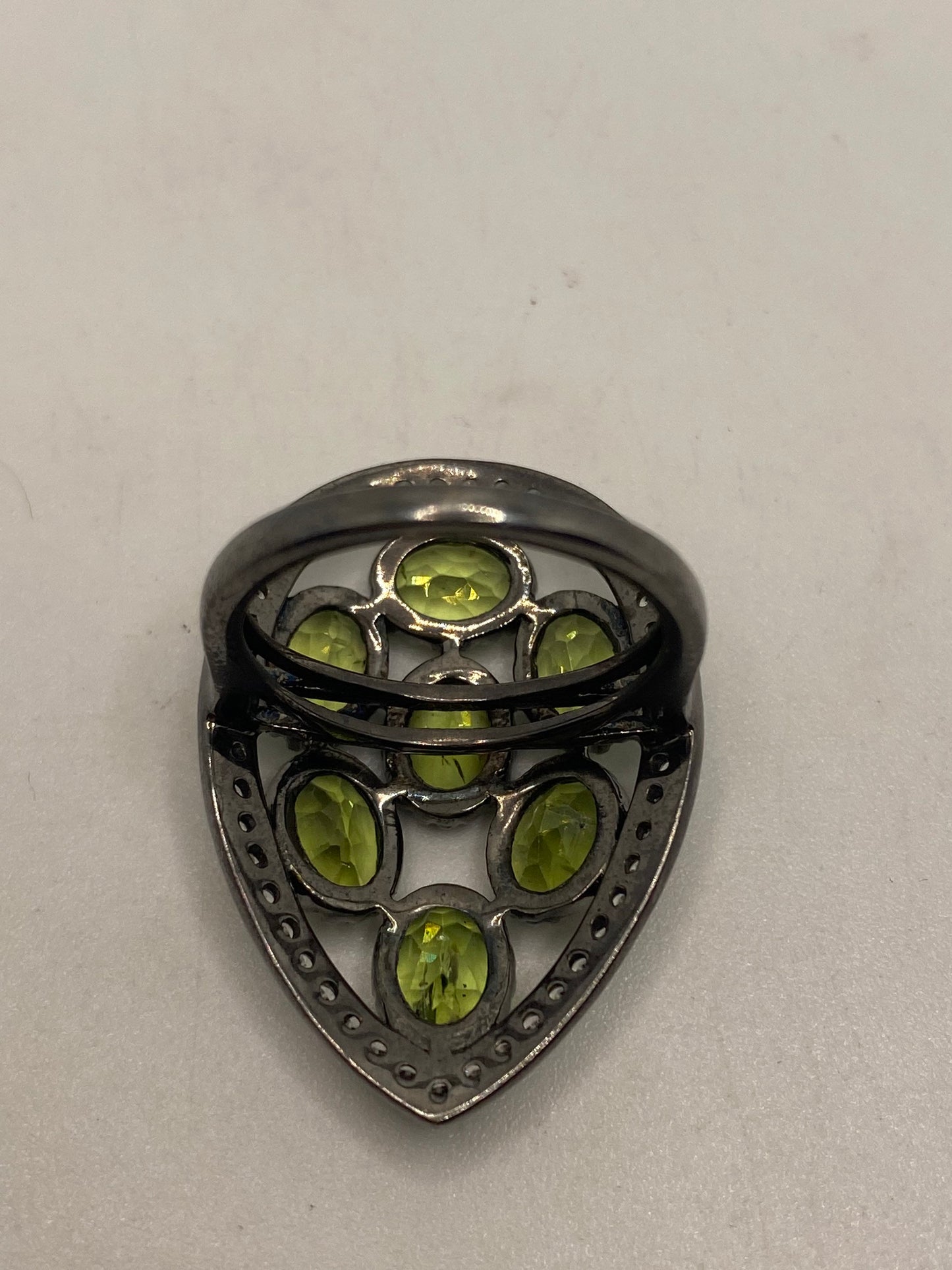 Vintage Green Peridot 925 Sterling Silver Ring