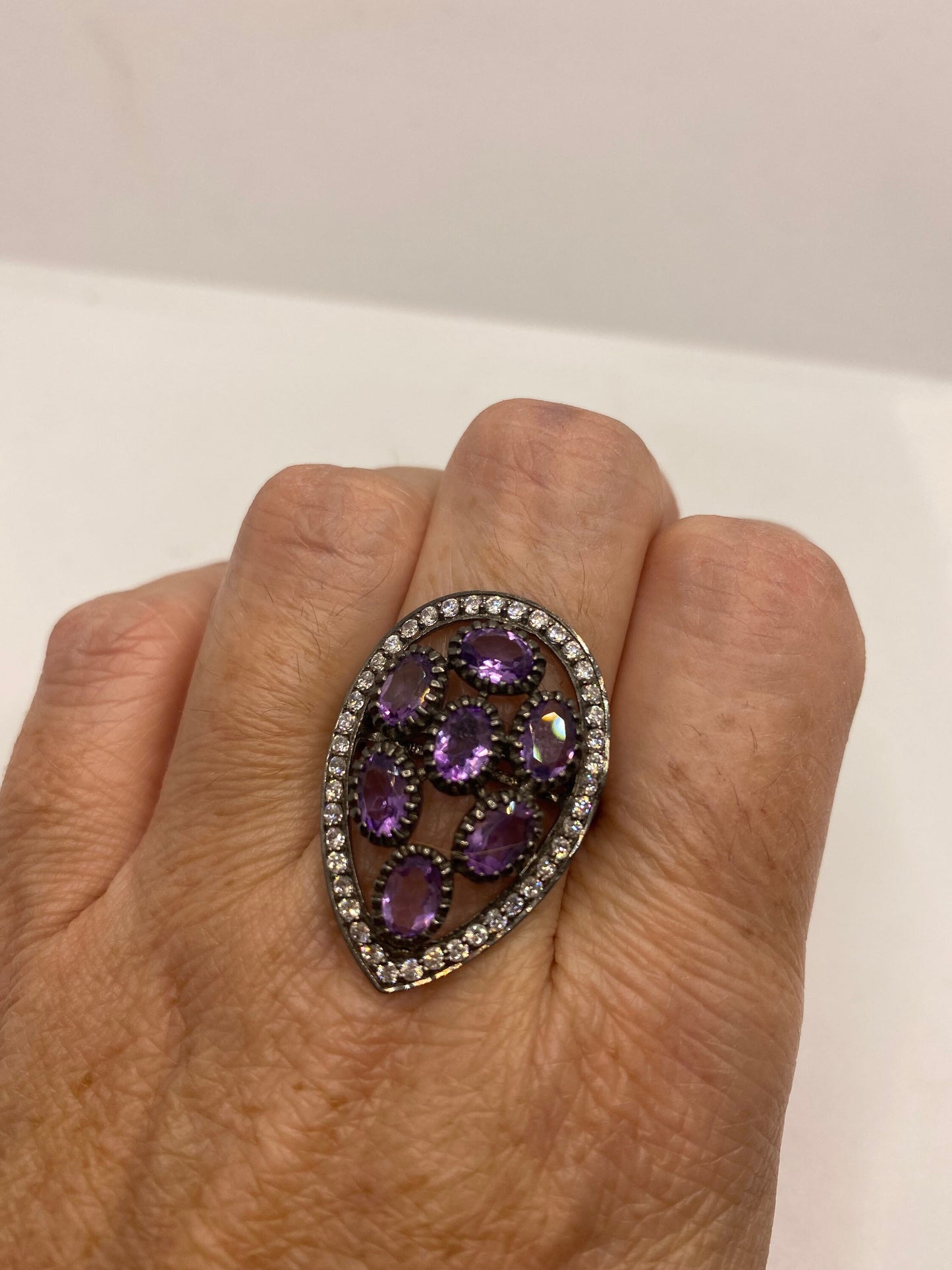 Vintage Purple Amethyst 925 Sterling Silver Ring