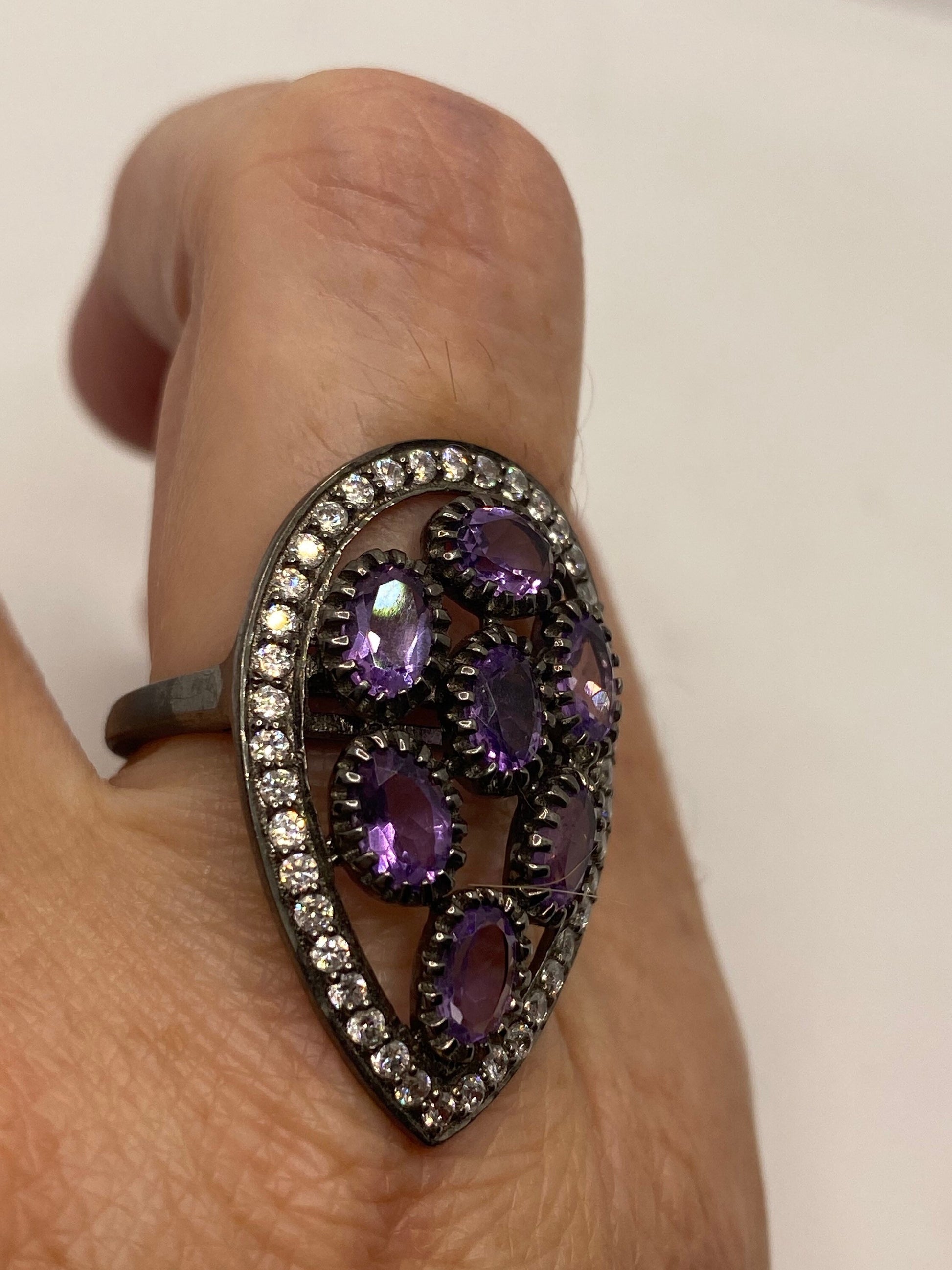 Vintage Purple Amethyst 925 Sterling Silver Ring