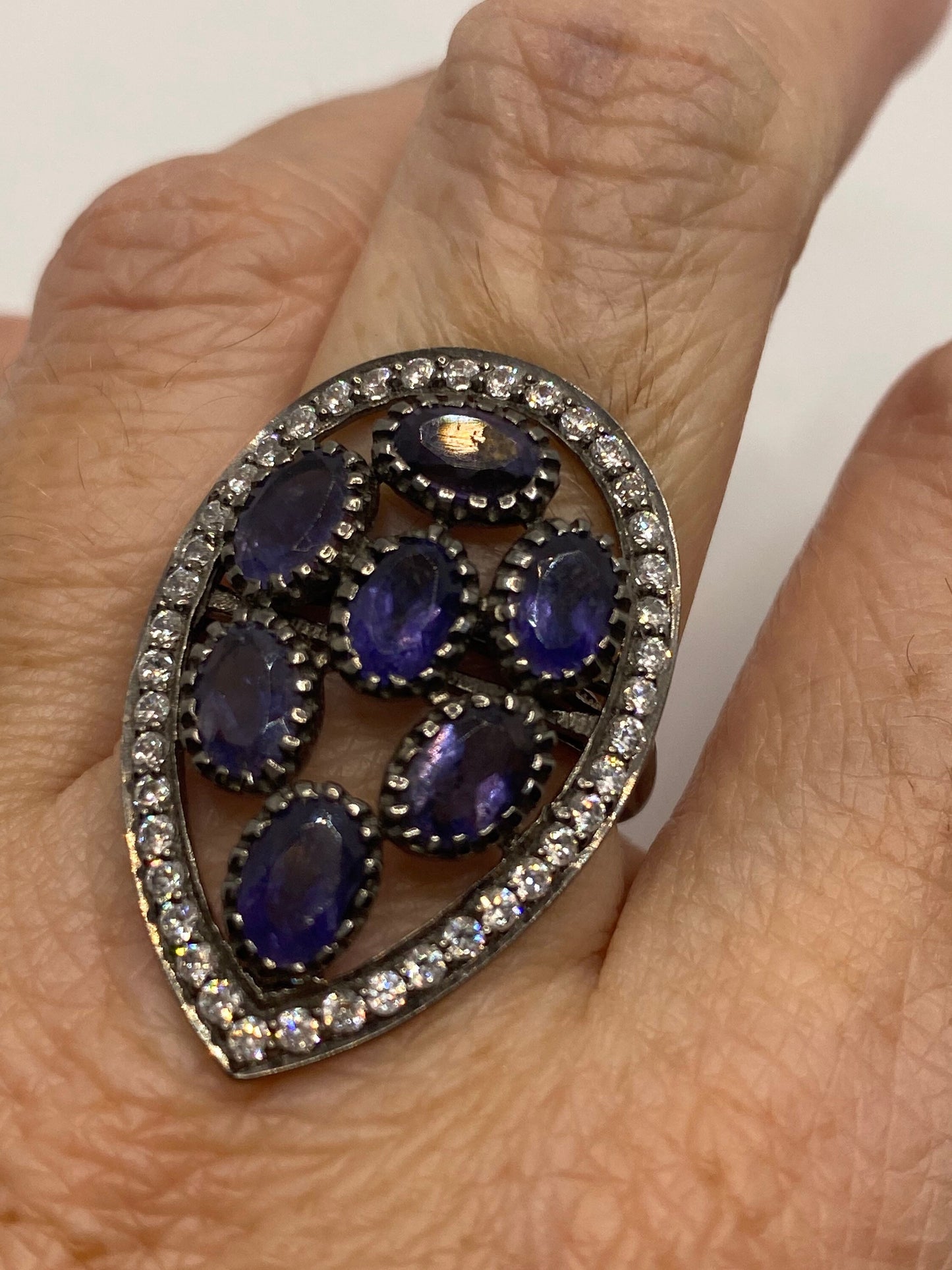 Vintage Blue Iolite 925 Sterling Silver Ring