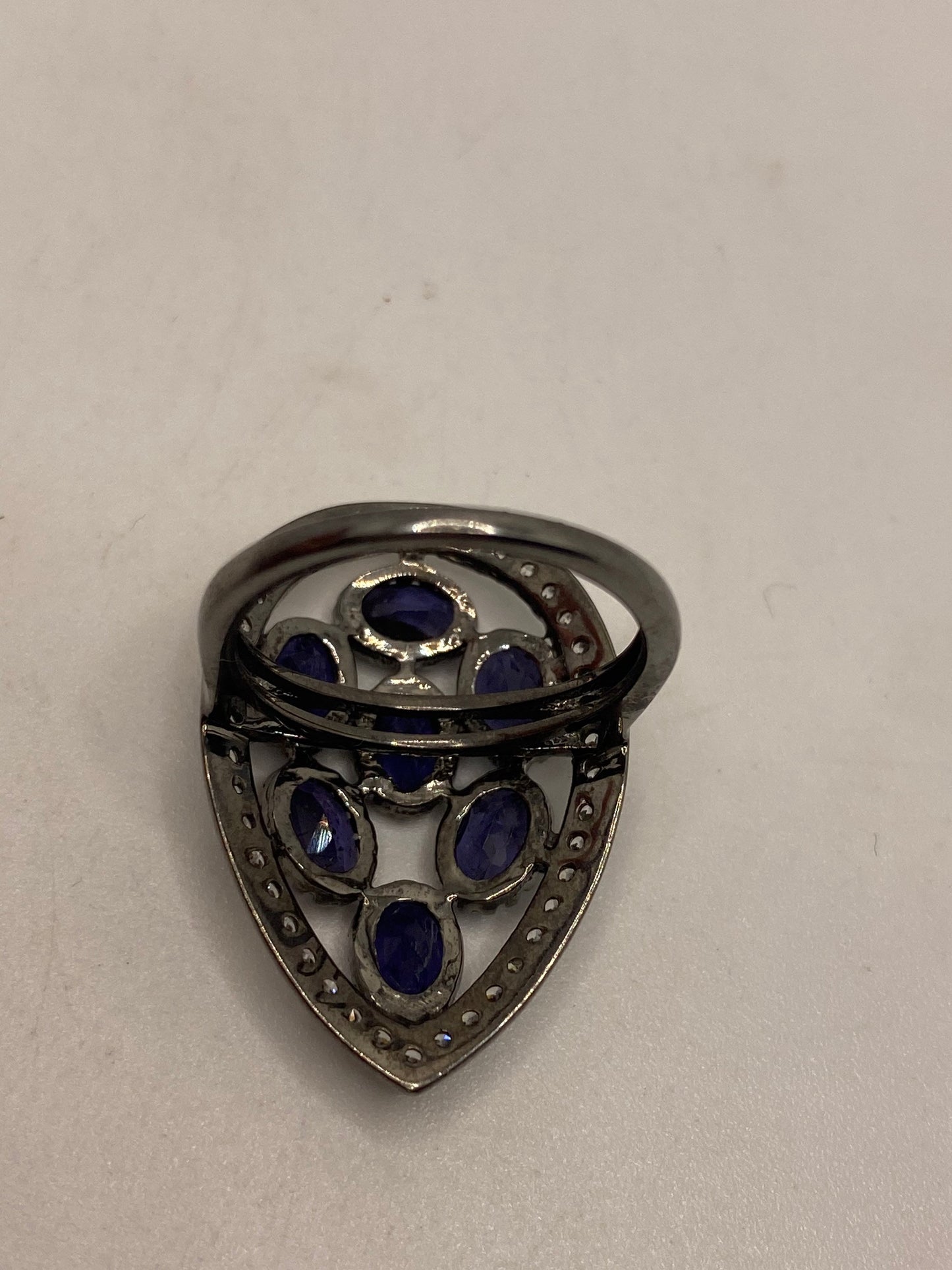 Vintage Blue Iolite 925 Sterling Silver Ring