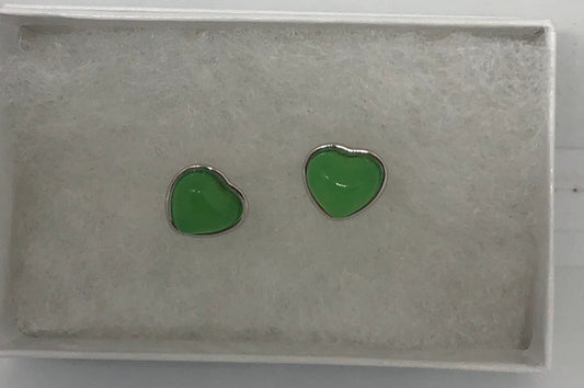 Vintage Fun Green Jade Bronze Stud Earrings