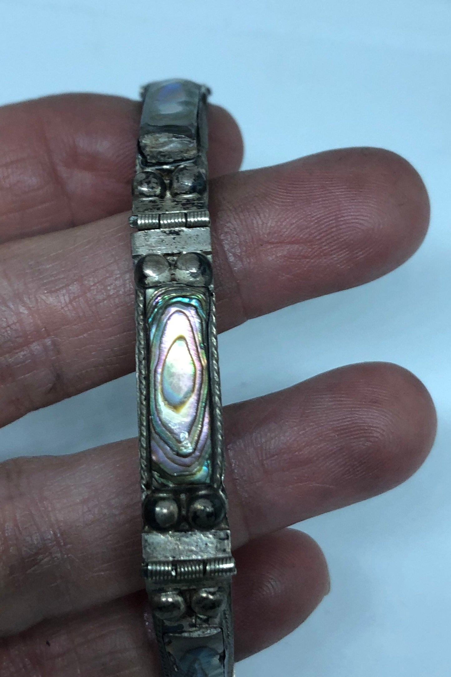 Vintage Silver Bracelet | Abalone 925 Sterling Silver Bracelet