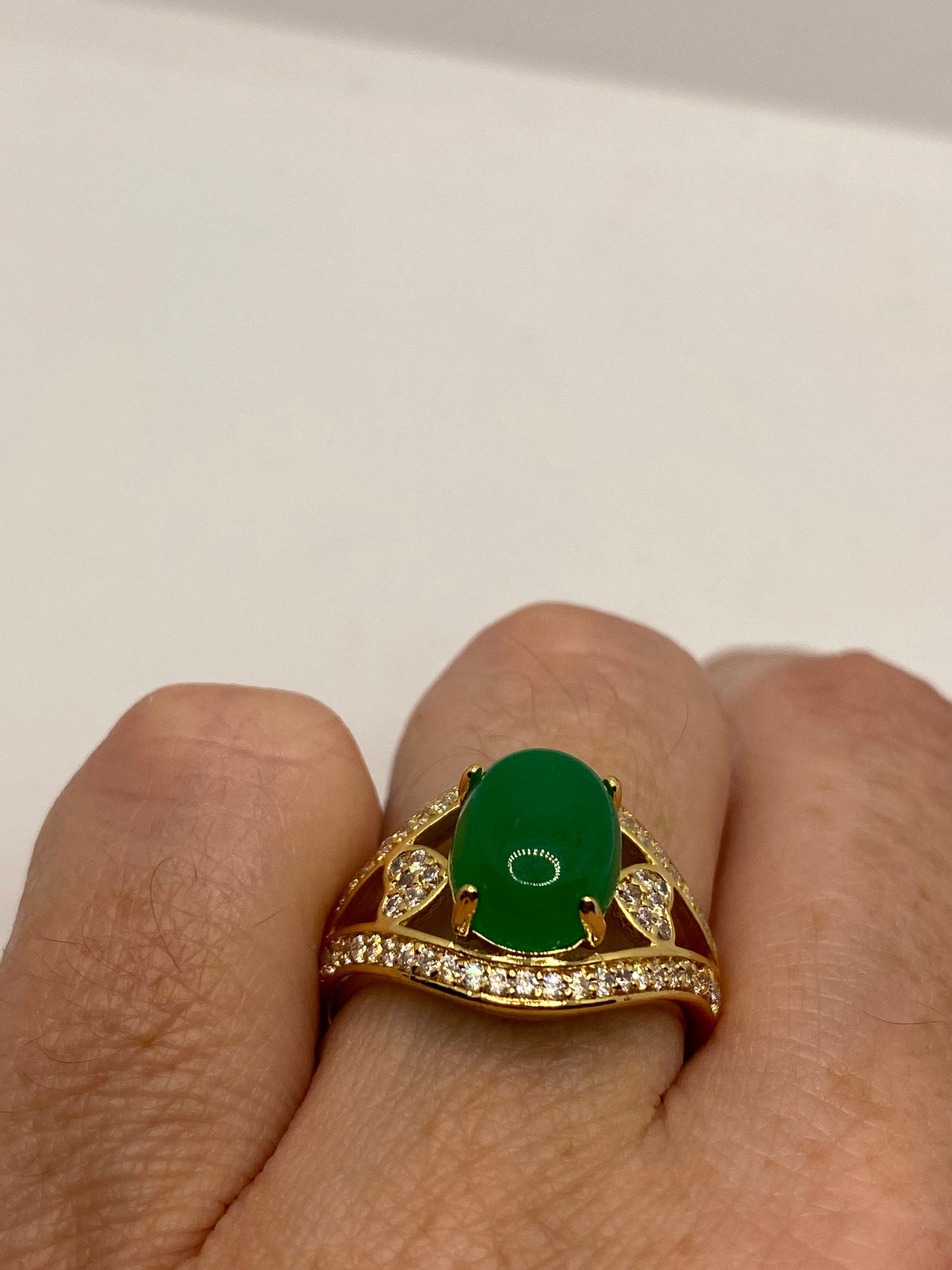 Vintage Lucky Green Nephrite Jade Ring