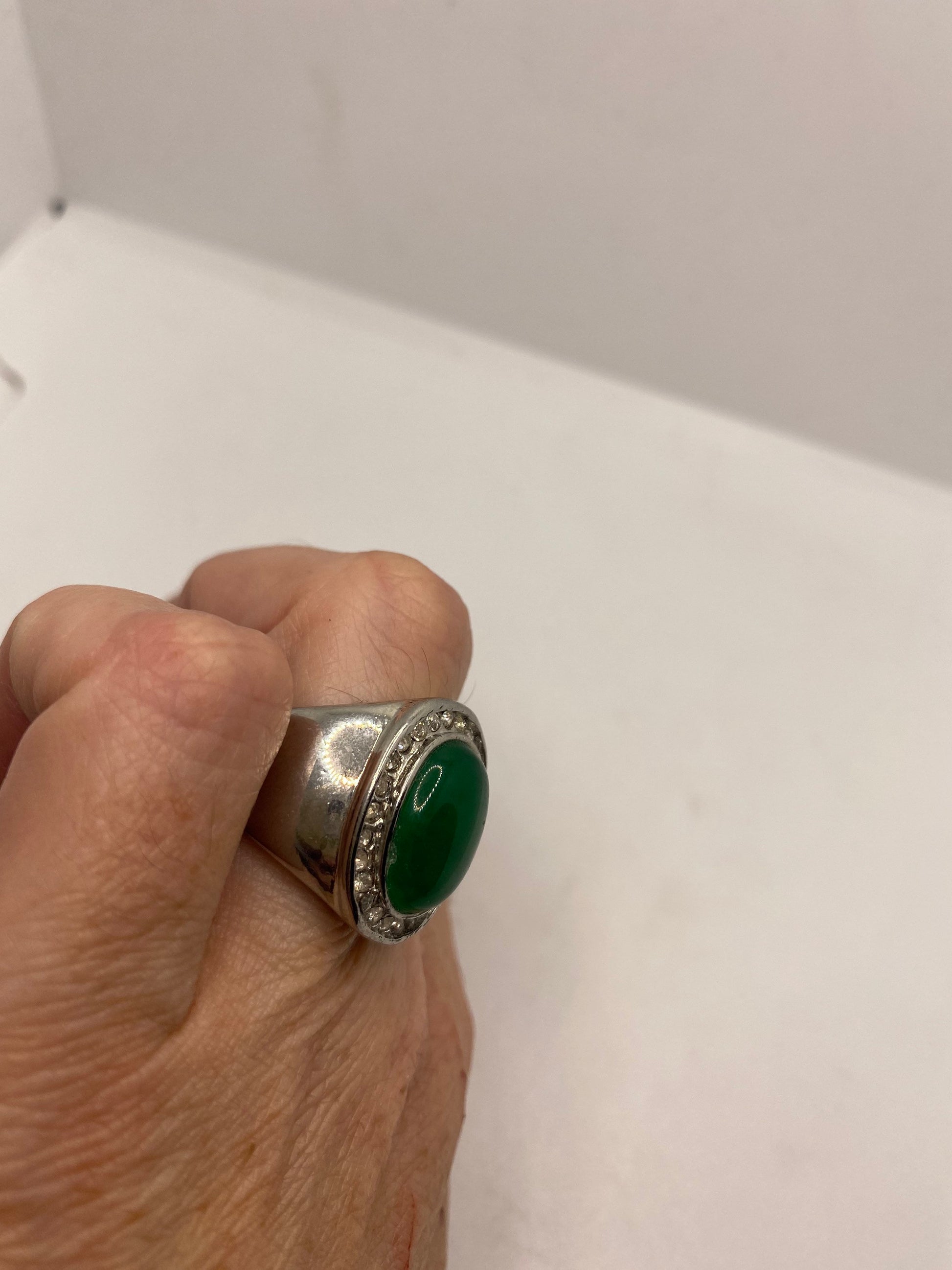 Vintage Lucky Green Nephrite Jade Ring