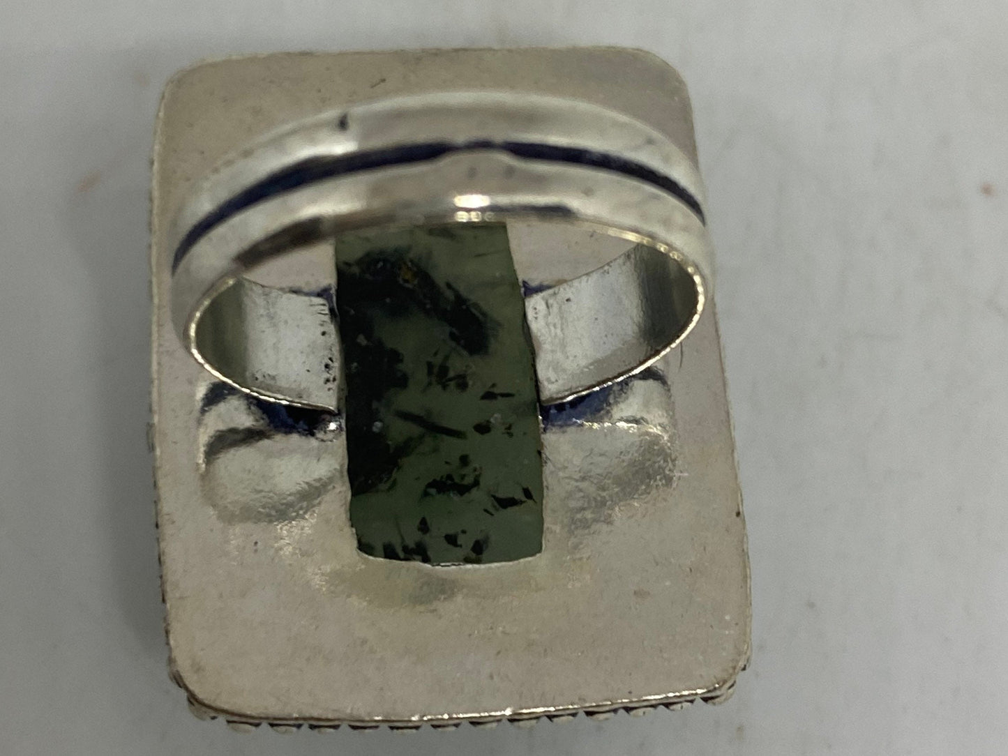 Vintage Green Nephrite Jade Ring About an Inch Long Knuckle Ring