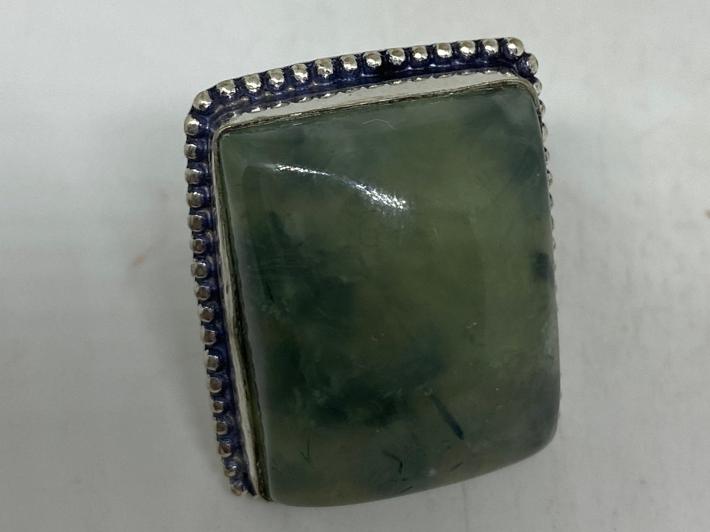 Vintage Green Nephrite Jade Ring About an Inch Long Knuckle Ring