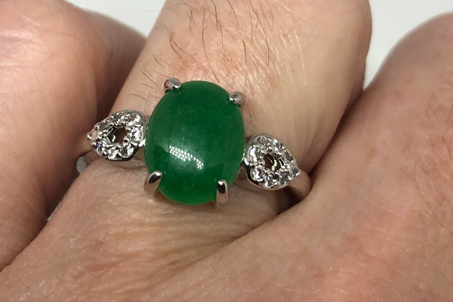 Vintage Lucky Green Nephrite Jade Ring