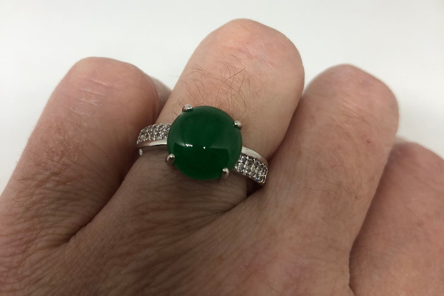 Vintage Lucky Green Nephrite Jade Ring