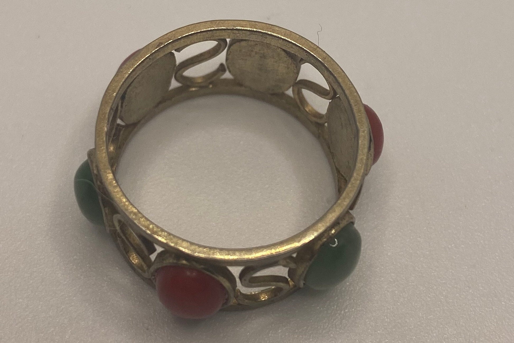 Vintage Red Jade wedding Band 925 Sterling Silver Eternity Ring