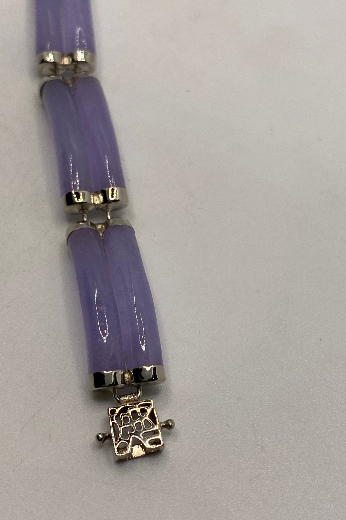 Vintage Purple Jade Tennis Bracelet in 925 Sterling Silver