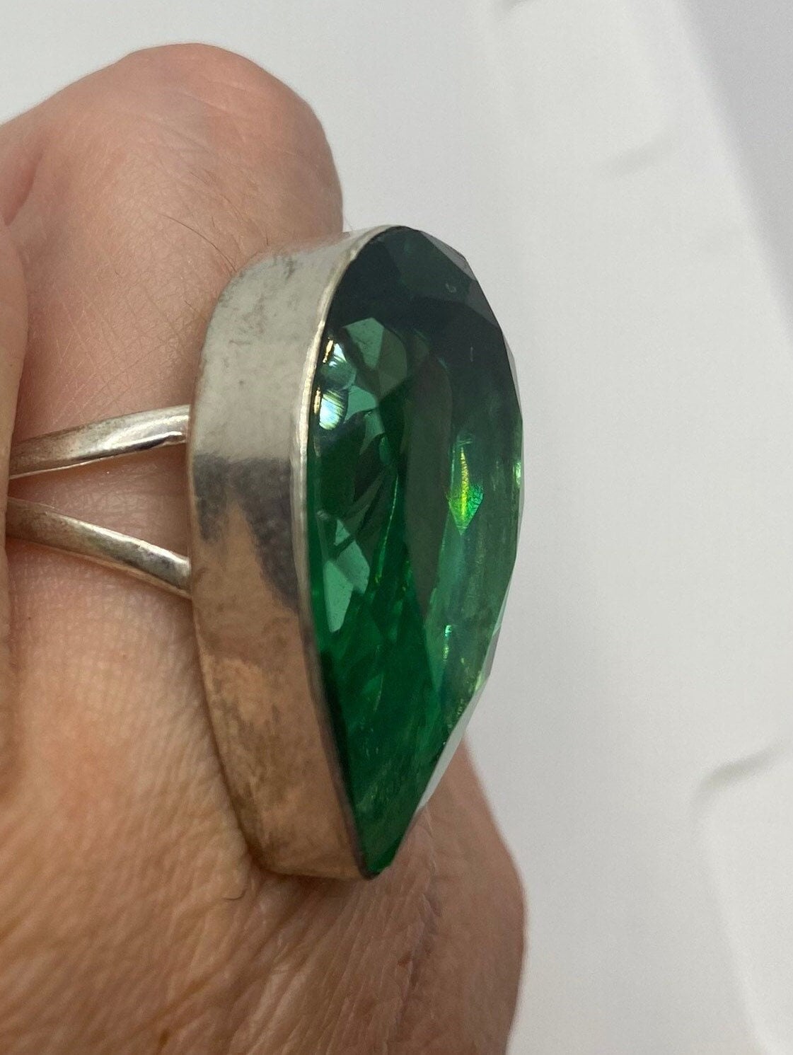 Vintage Green Antique Glass Cocktail Ring