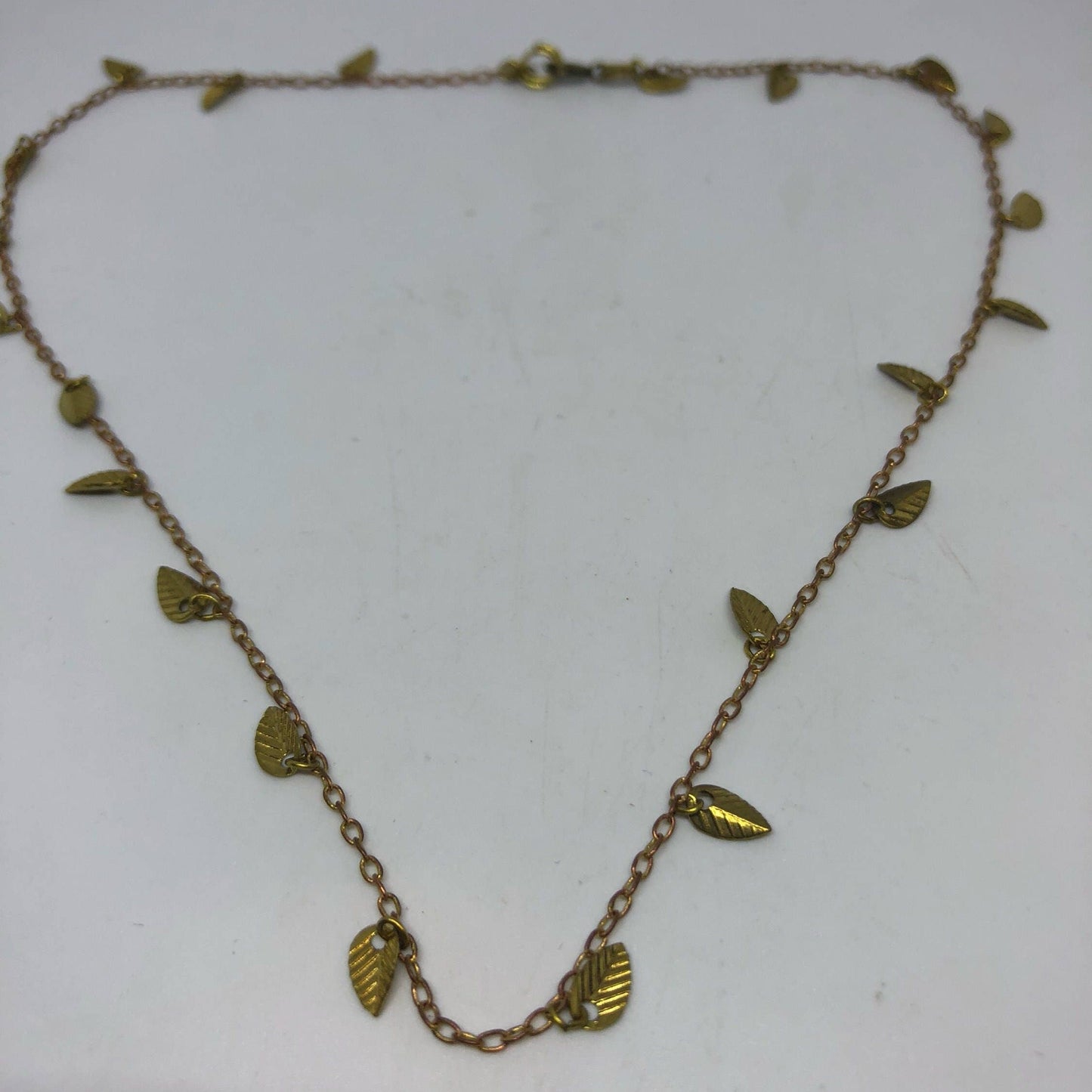 Vintage Handmade Bronze leaf Charm Pendant Choker neclace