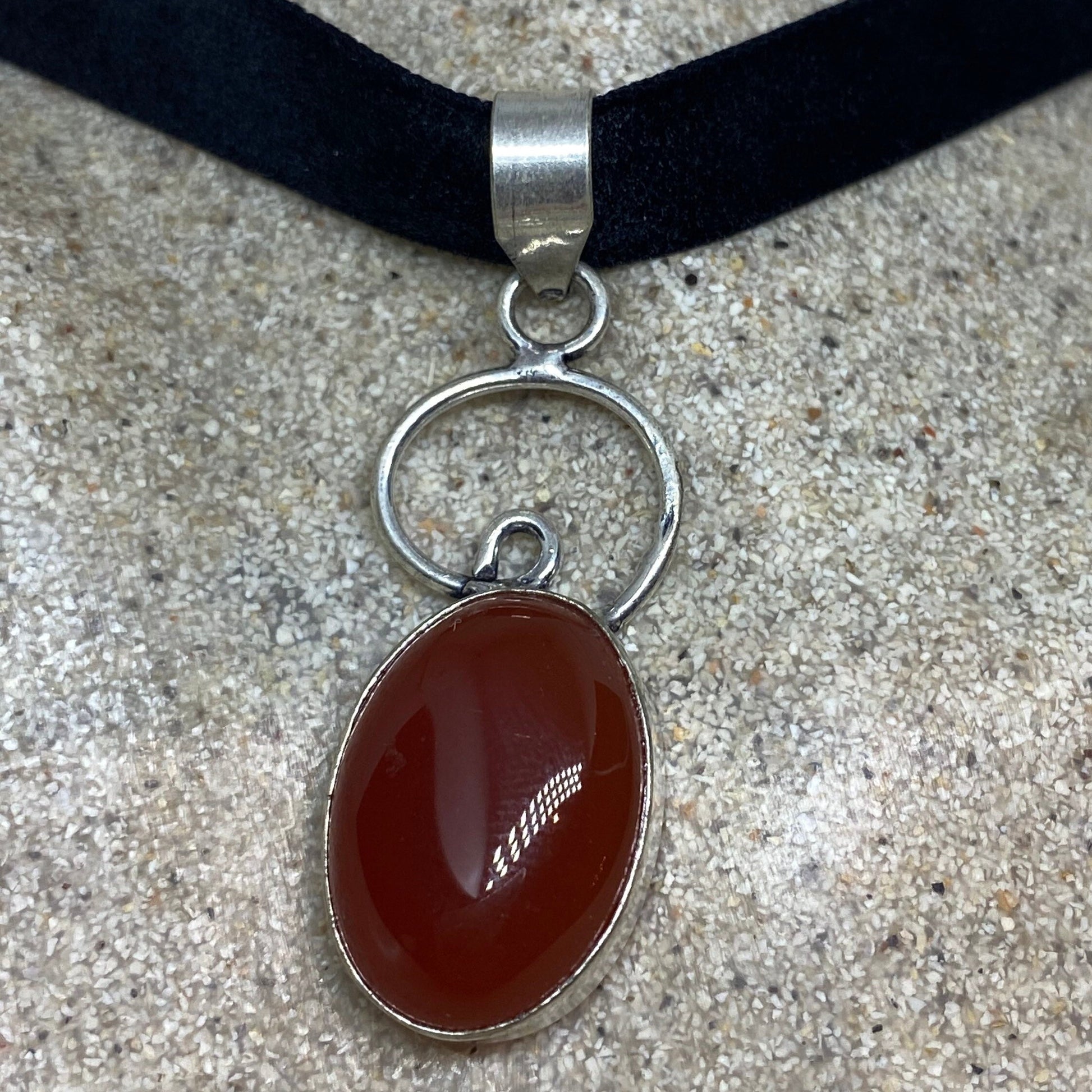 Vintage Carnelian Choker Necklace Pendant