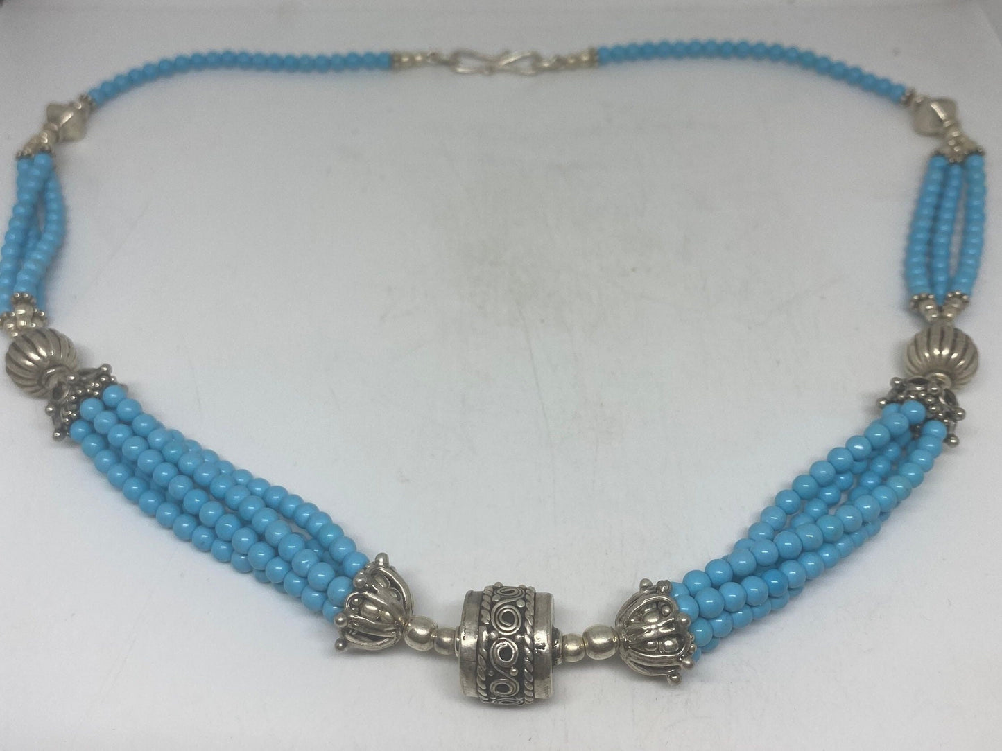 Vintage Moroccan Turquoise Necklace with 925 Sterling Silver