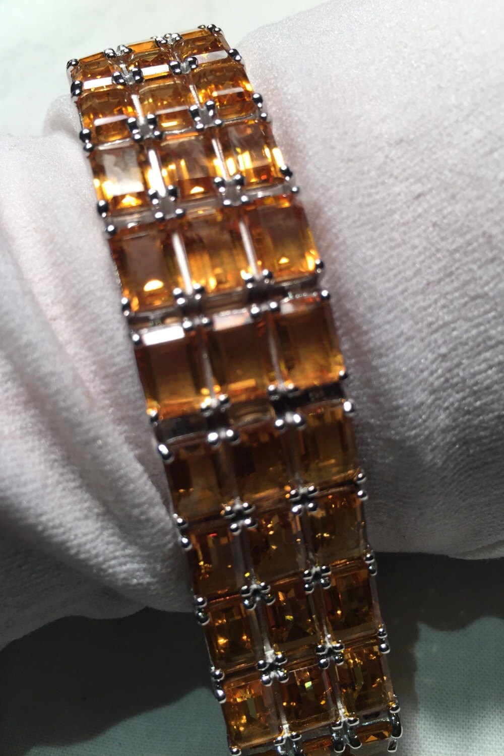 Vintage Gold Citrine Tennis Bracelet in 925 Sterling Silver