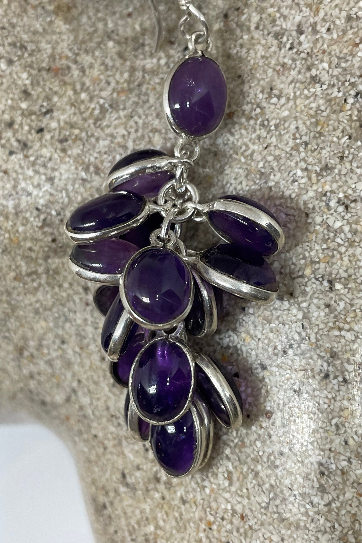 Vintage Purple Amethyst 925 Sterling Silver Chandelier Earrings