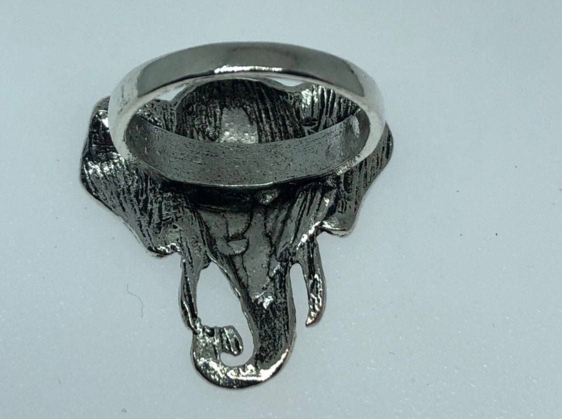 Stunning Turquoise and White Bronze Elephant Ring