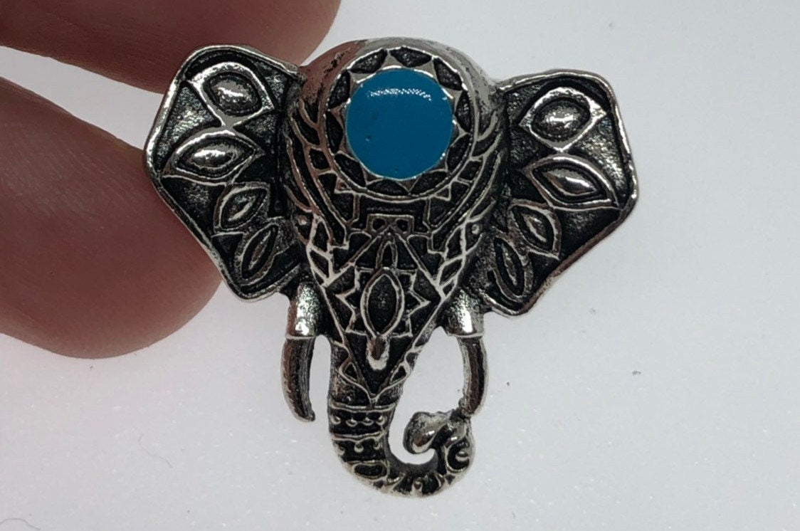Stunning Turquoise and White Bronze Elephant Ring