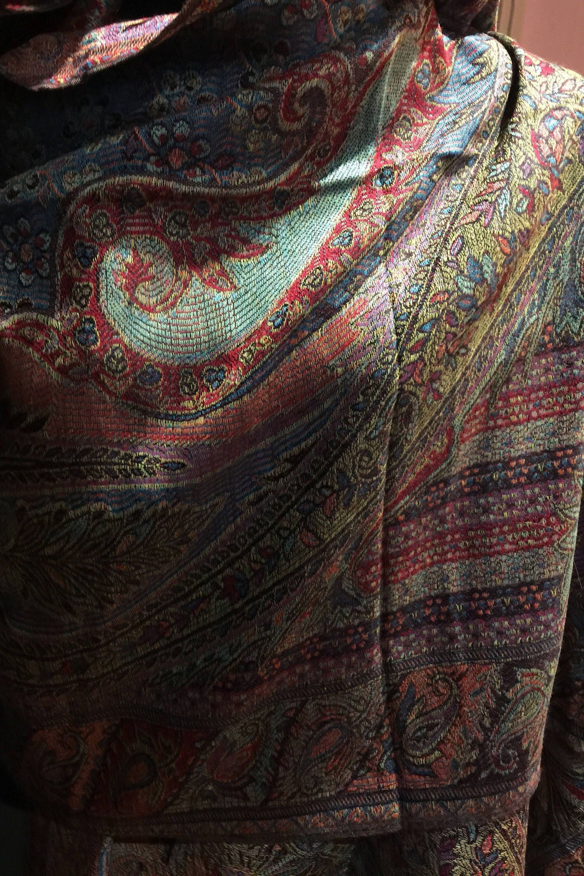 Metallic Vintage Paisley Brocade Pashmina Scarf Wrap Shawl