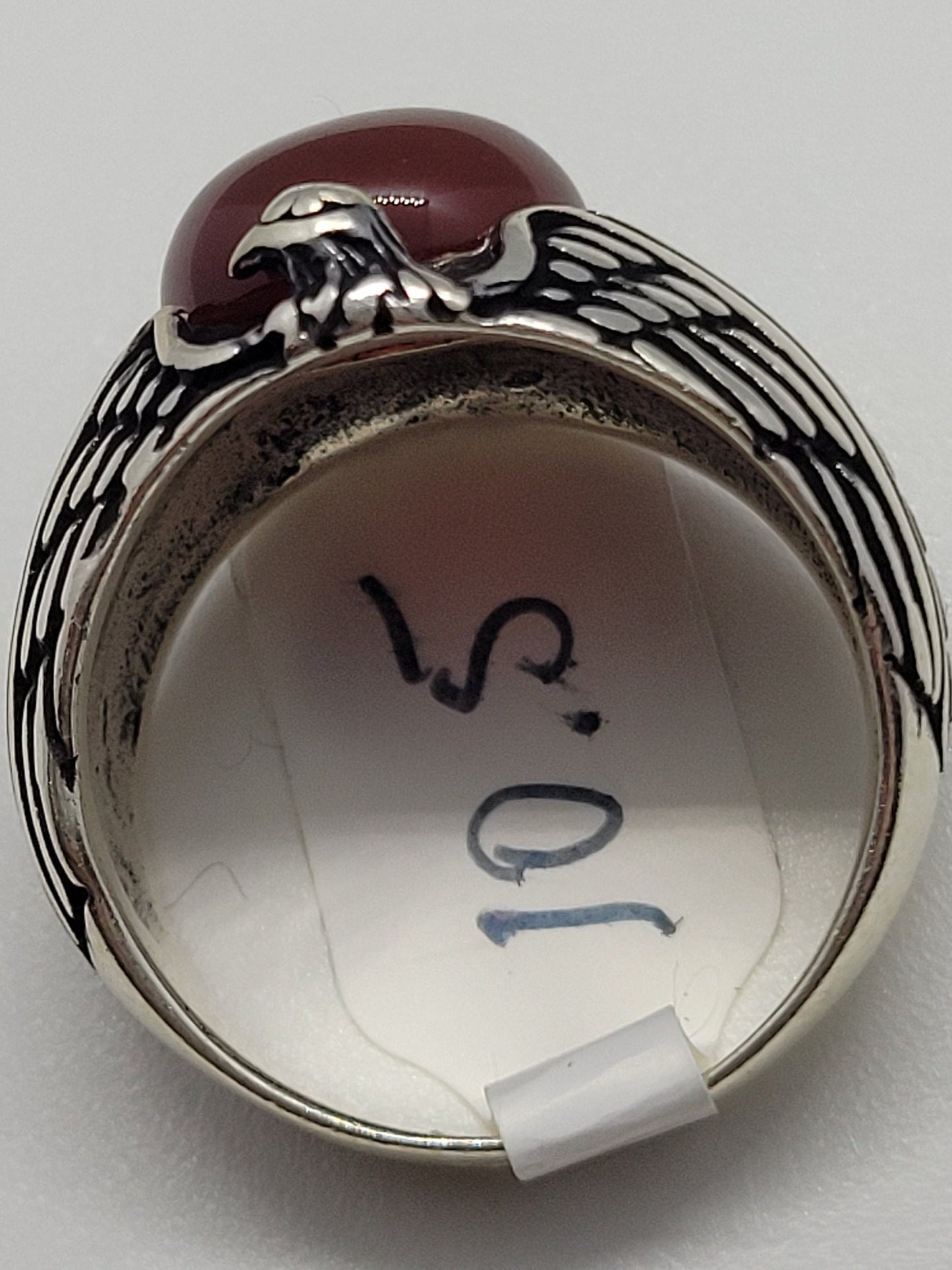 Vintage Carnelian Mens Ring in 925 Sterling Silver Persian Styled Genuine Carnelian in Eagle Setting