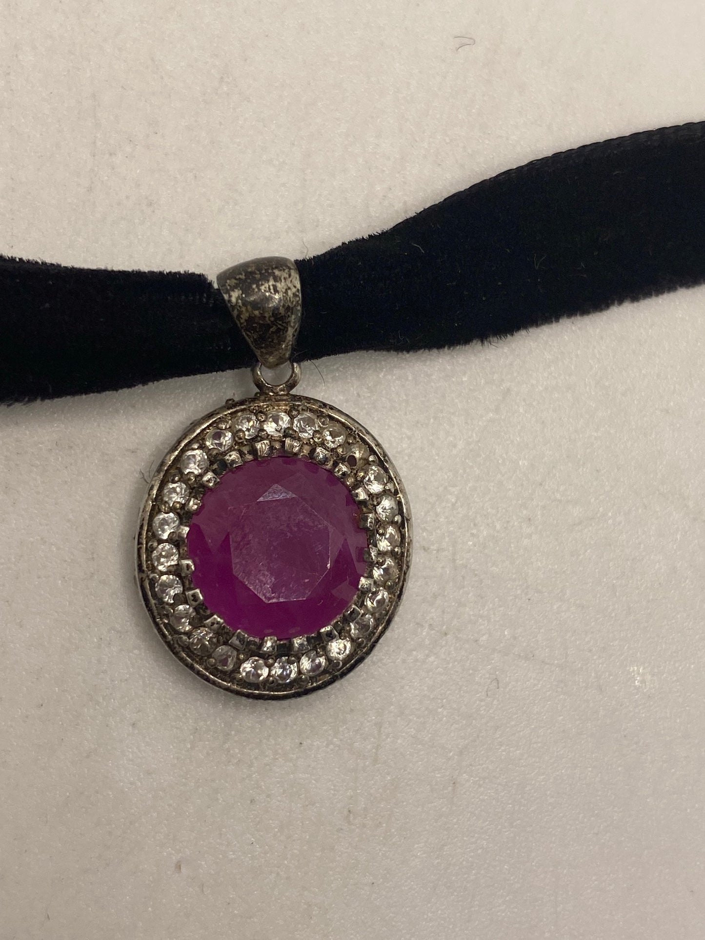 Vintage Handmade 925 Sterling Silver Gold Ruby Pendant