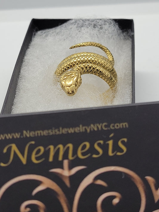 Vintage Snake Ring in 18k Gold Finished Stainless Steel