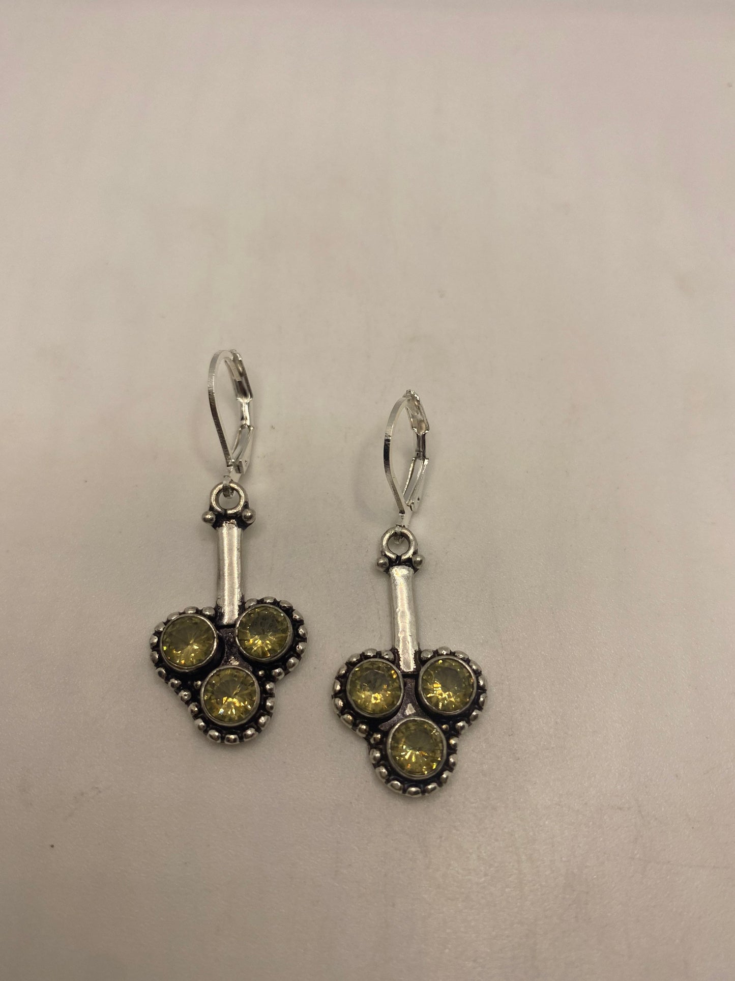 Vintage Citrine 925 Sterling Silver Lever Back Earrings