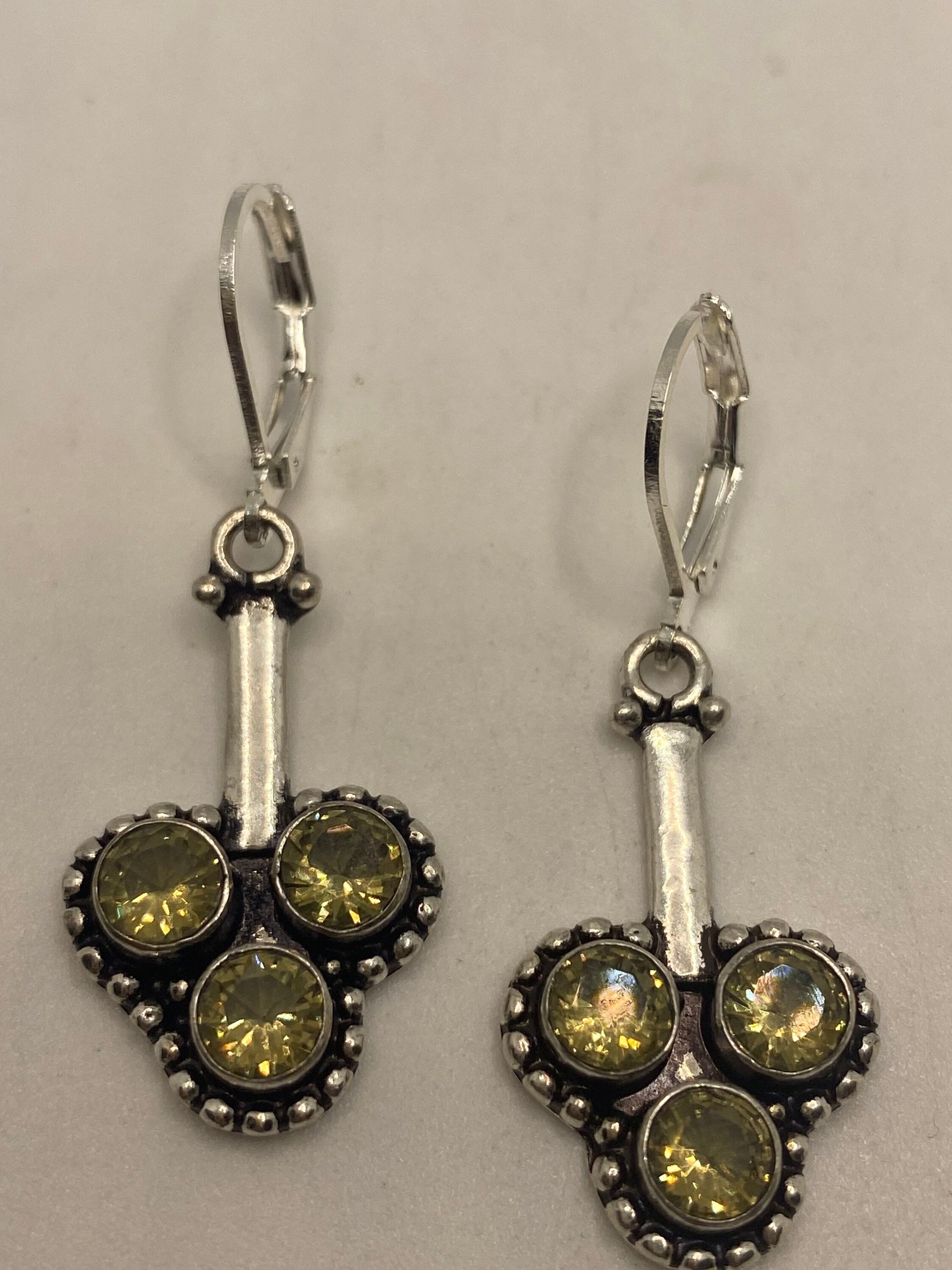 Vintage Citrine 925 Sterling Silver Lever Back Earrings