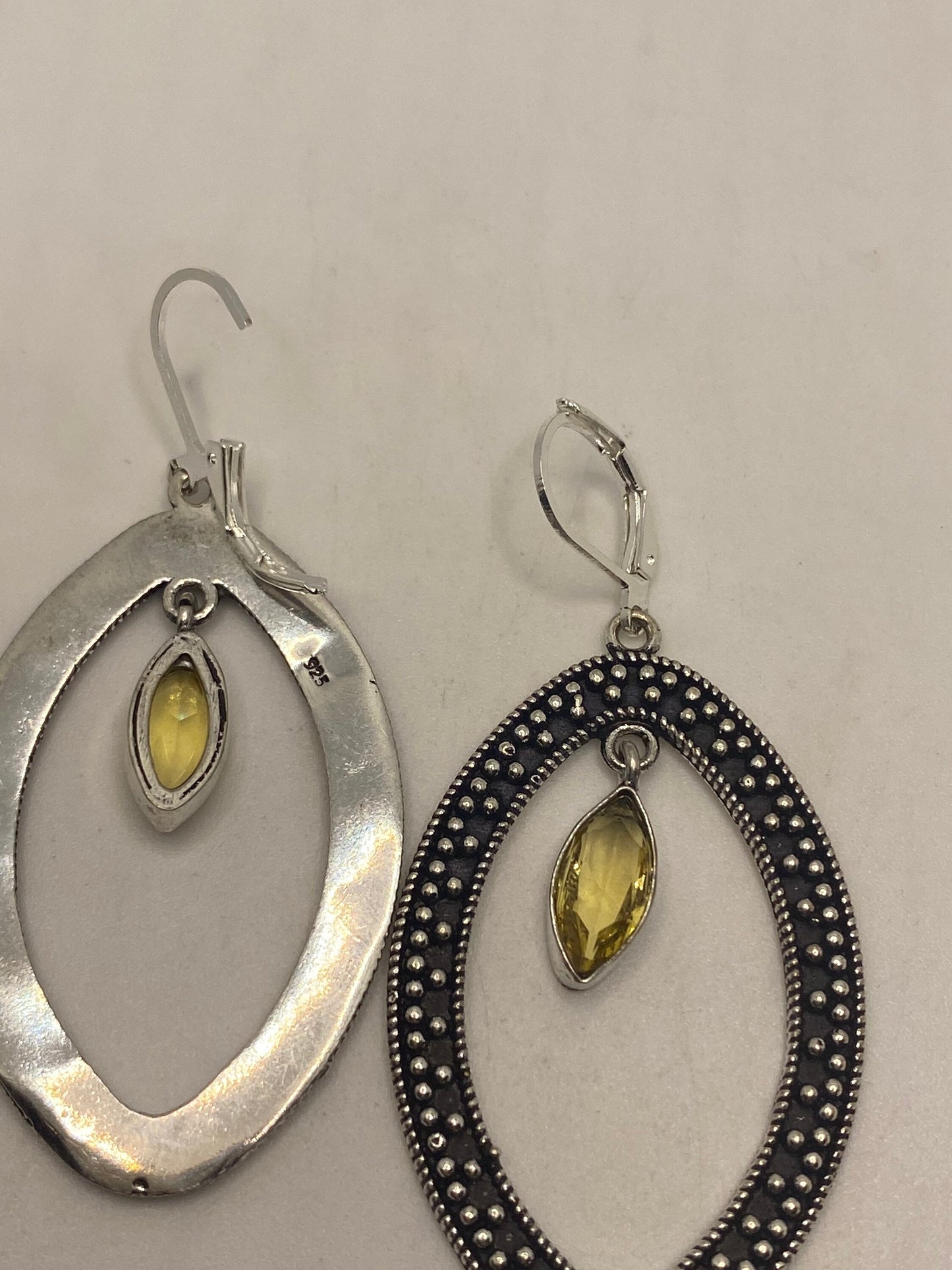 Vintage Citrine 925 Sterling Silver Lever Back Earrings