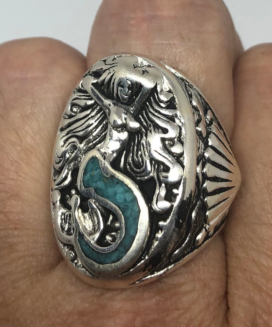 Vintage Southwestern Turquoise Mermaid Ring