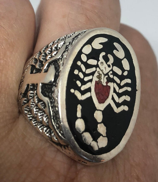 Southwestern Stone Inlay Scorpion Ring Vintage Native American Style