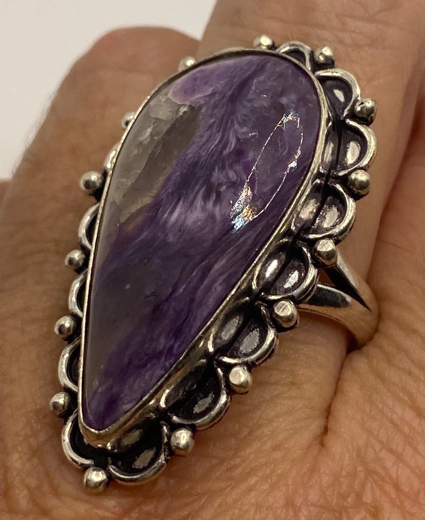 Vintage Genuine Amethyst Lace Agate Ring