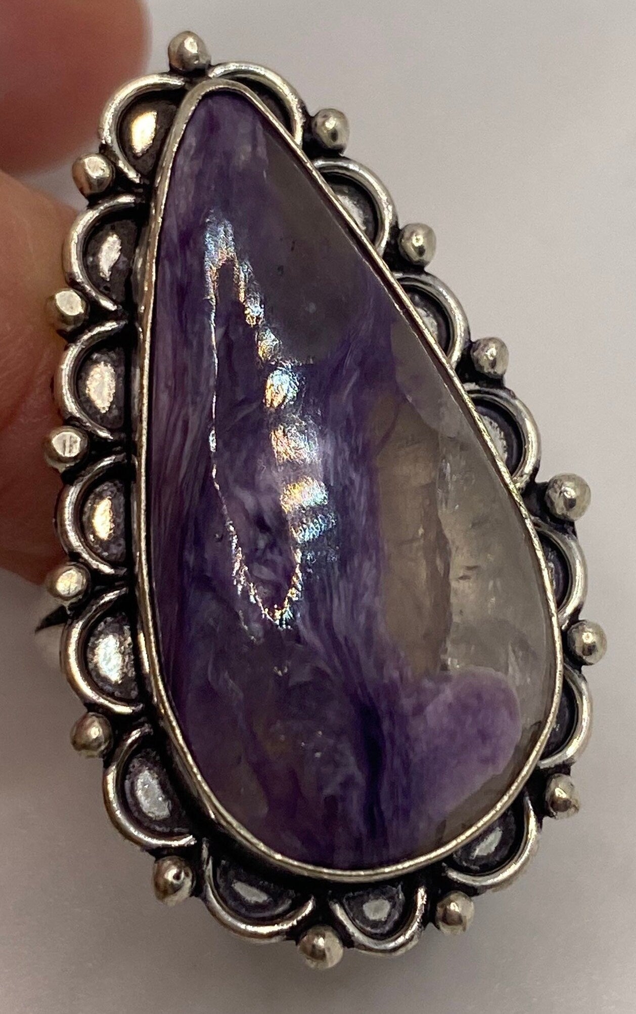 Vintage Genuine Amethyst Lace Agate Ring