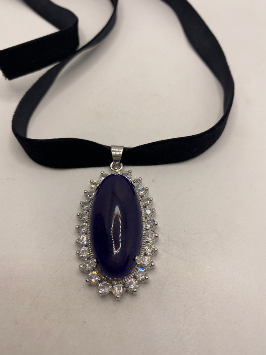 Vintage Purple Chalcedony Choker Necklace