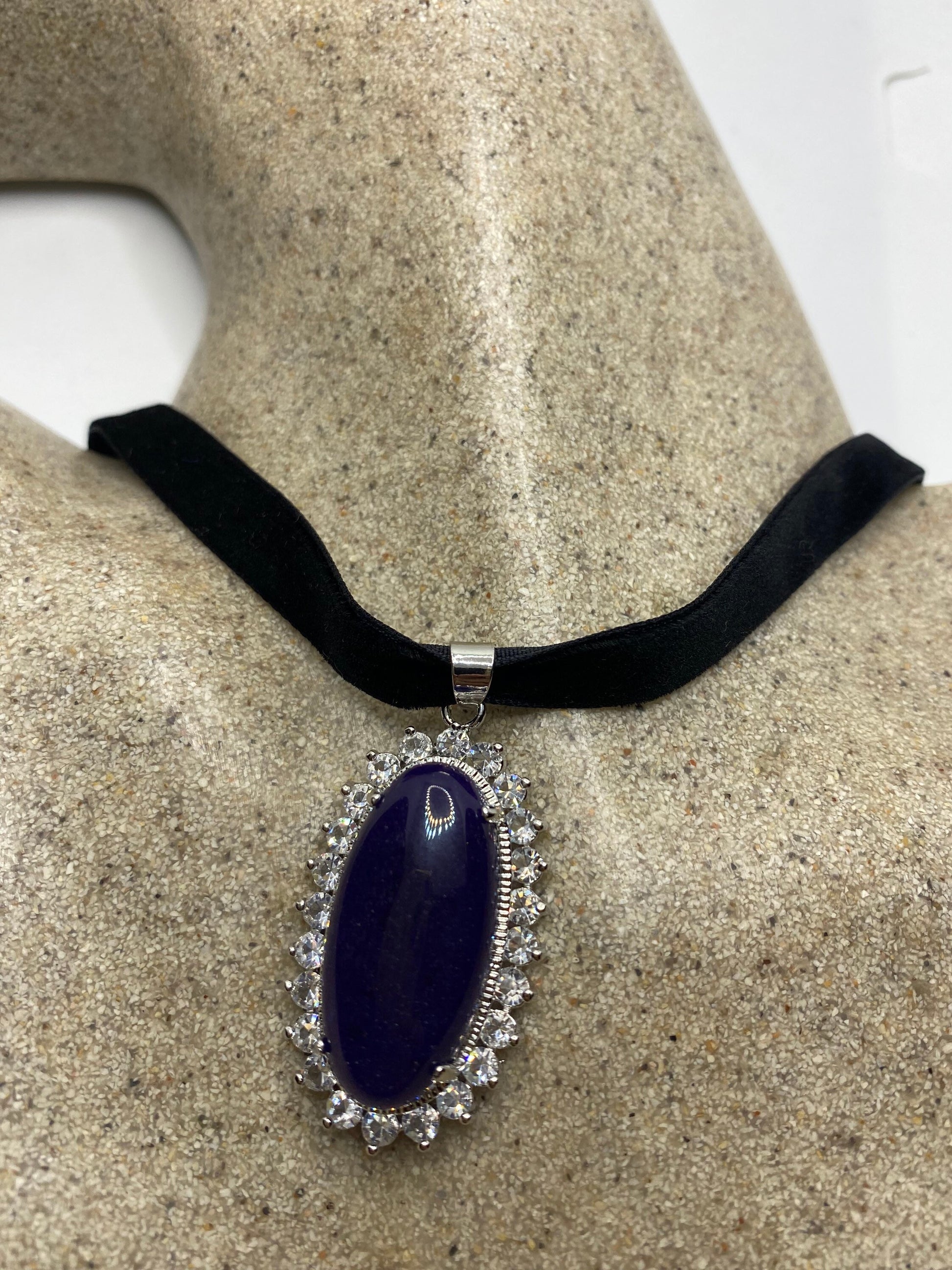 Vintage Purple Chalcedony Choker Necklace