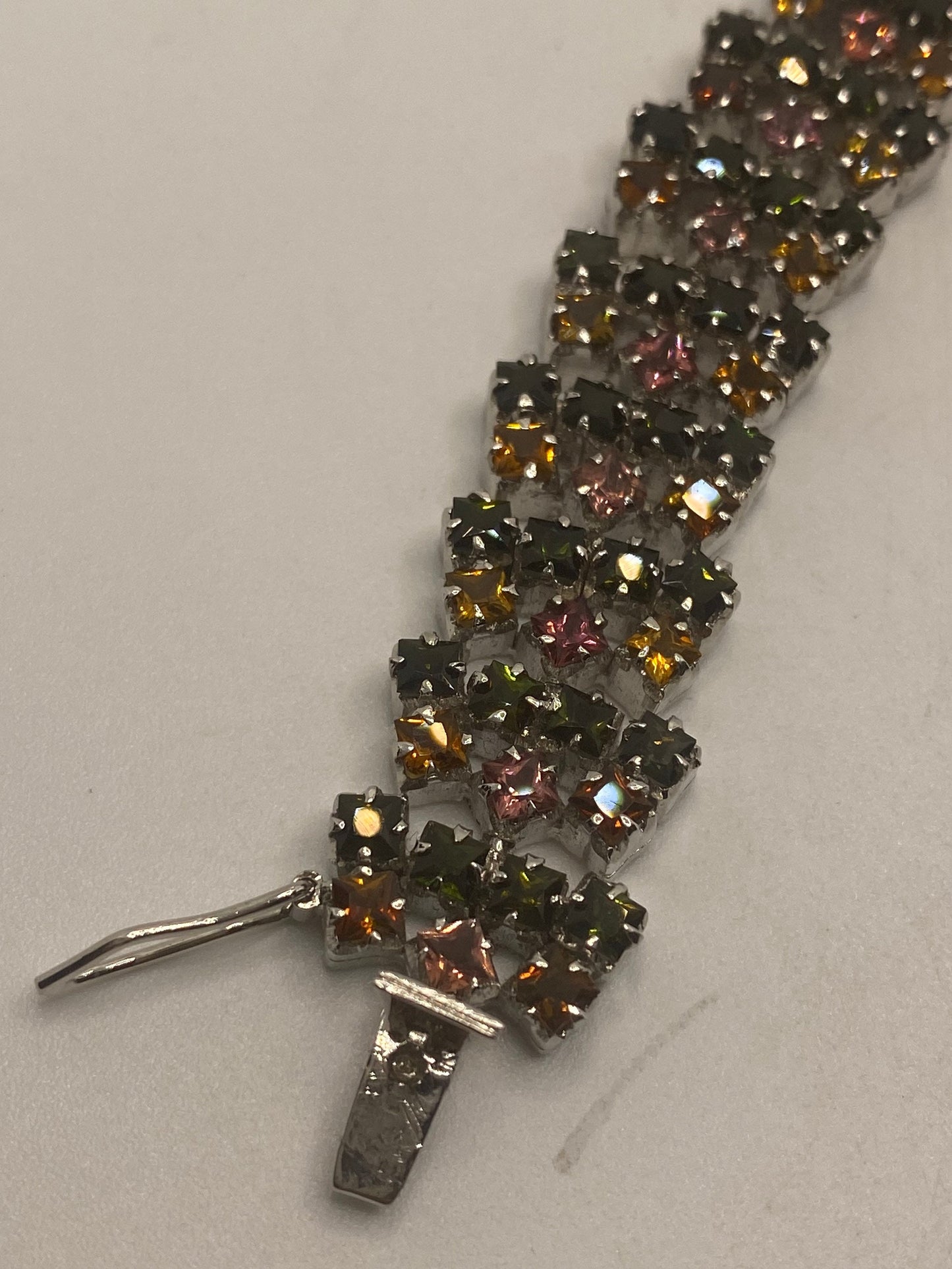 Vintage Watermellon Tourmaline Statement Bracelet 925 Sterling Silver