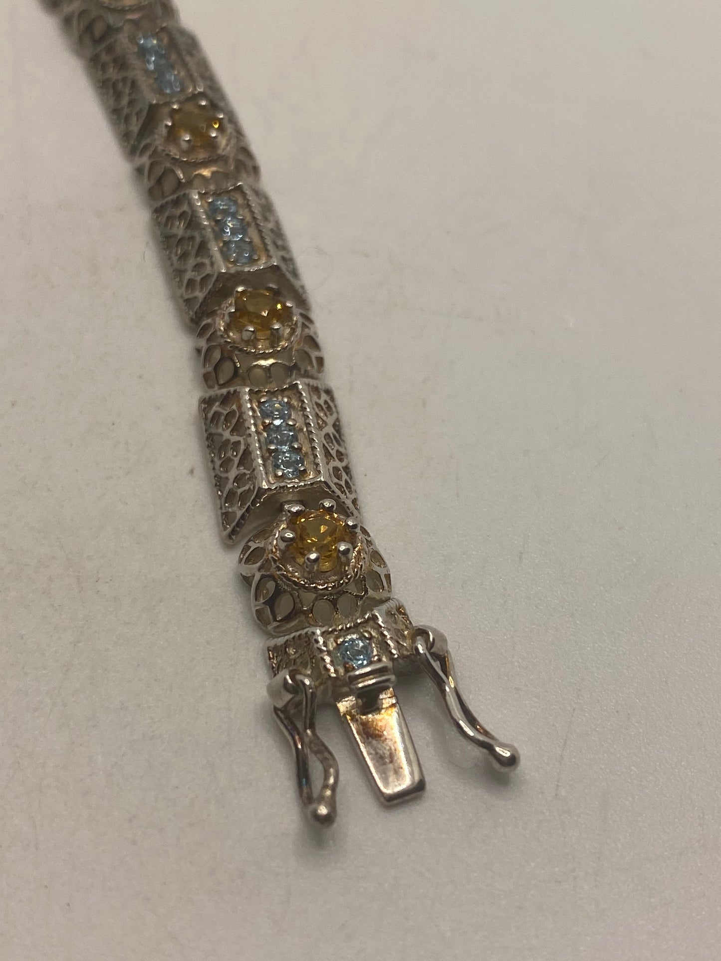 Handmade Genuine Mixed Gemstone 925 Sterling Silver Tennis Bracelet