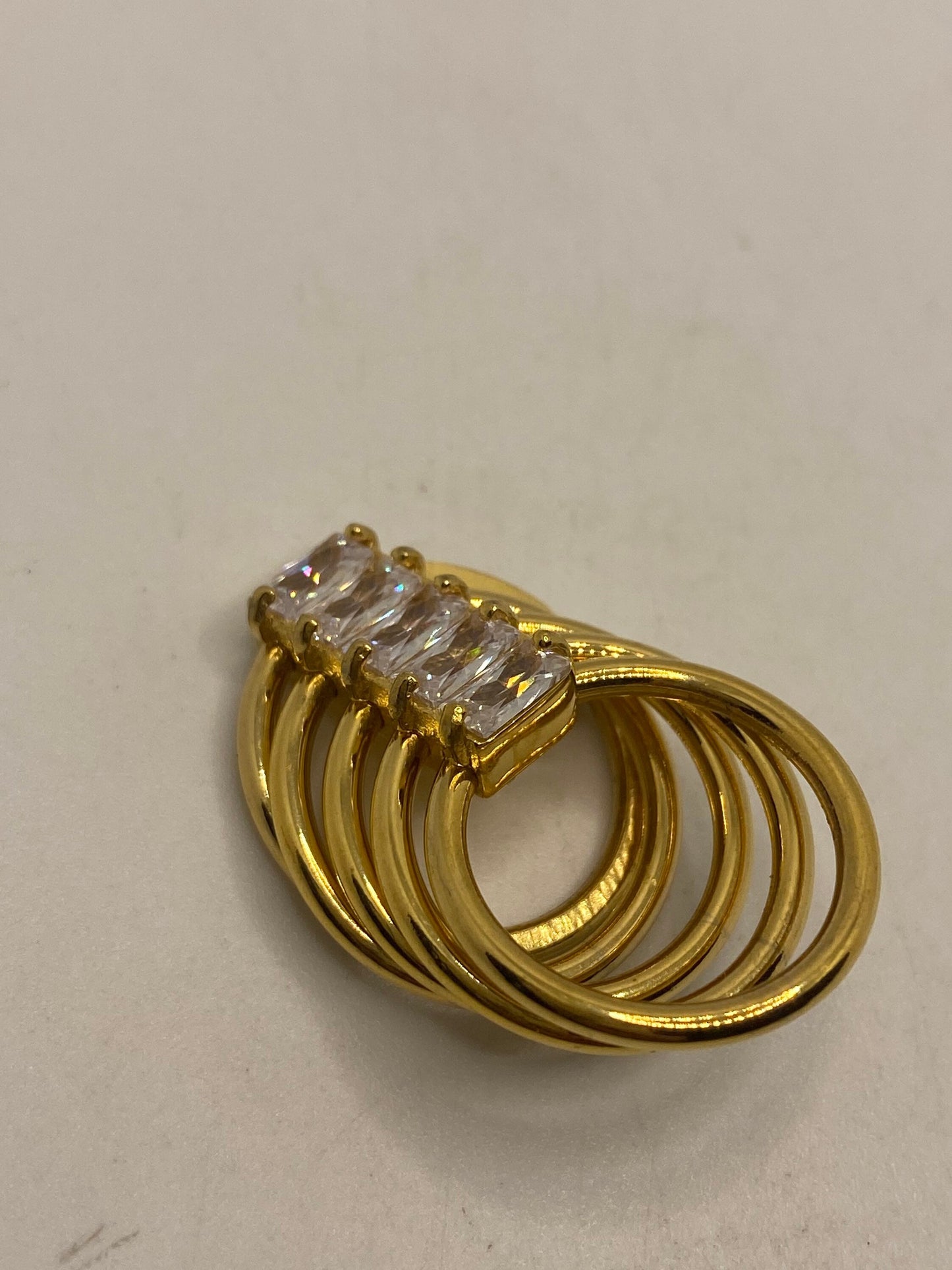 Vintage Austrian Crystal Golden Stainless Steel Harem Ring