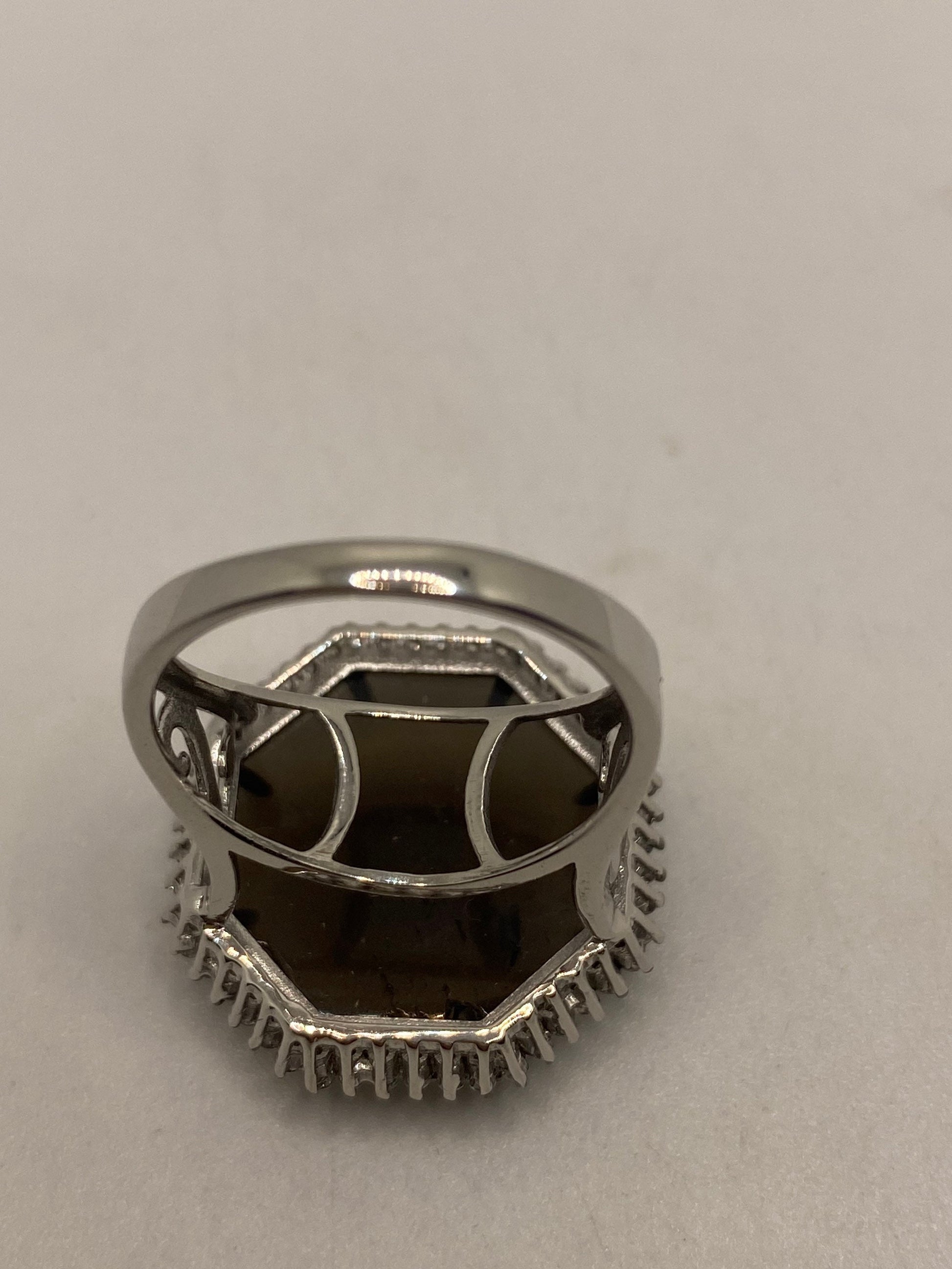 Vintage Smoky Topaz Ring 925 Sterling Silver
