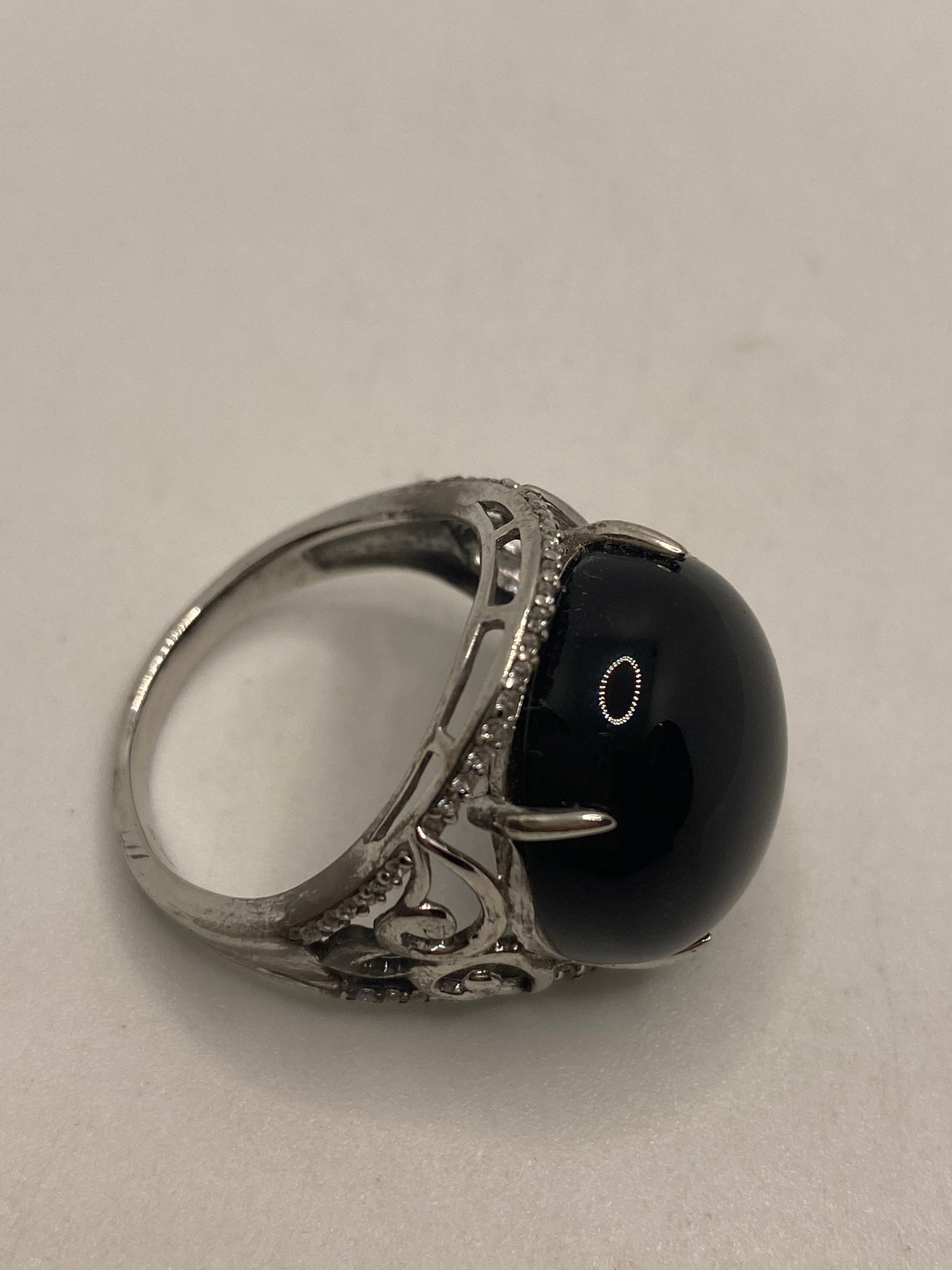 Vintage Black Onyx Ring 925 Sterling Silver