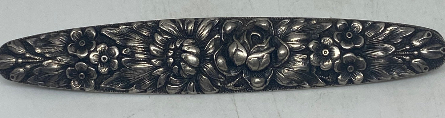 Vintage Flower Bar Deco 925 Sterling Silver Small Brooch Pin