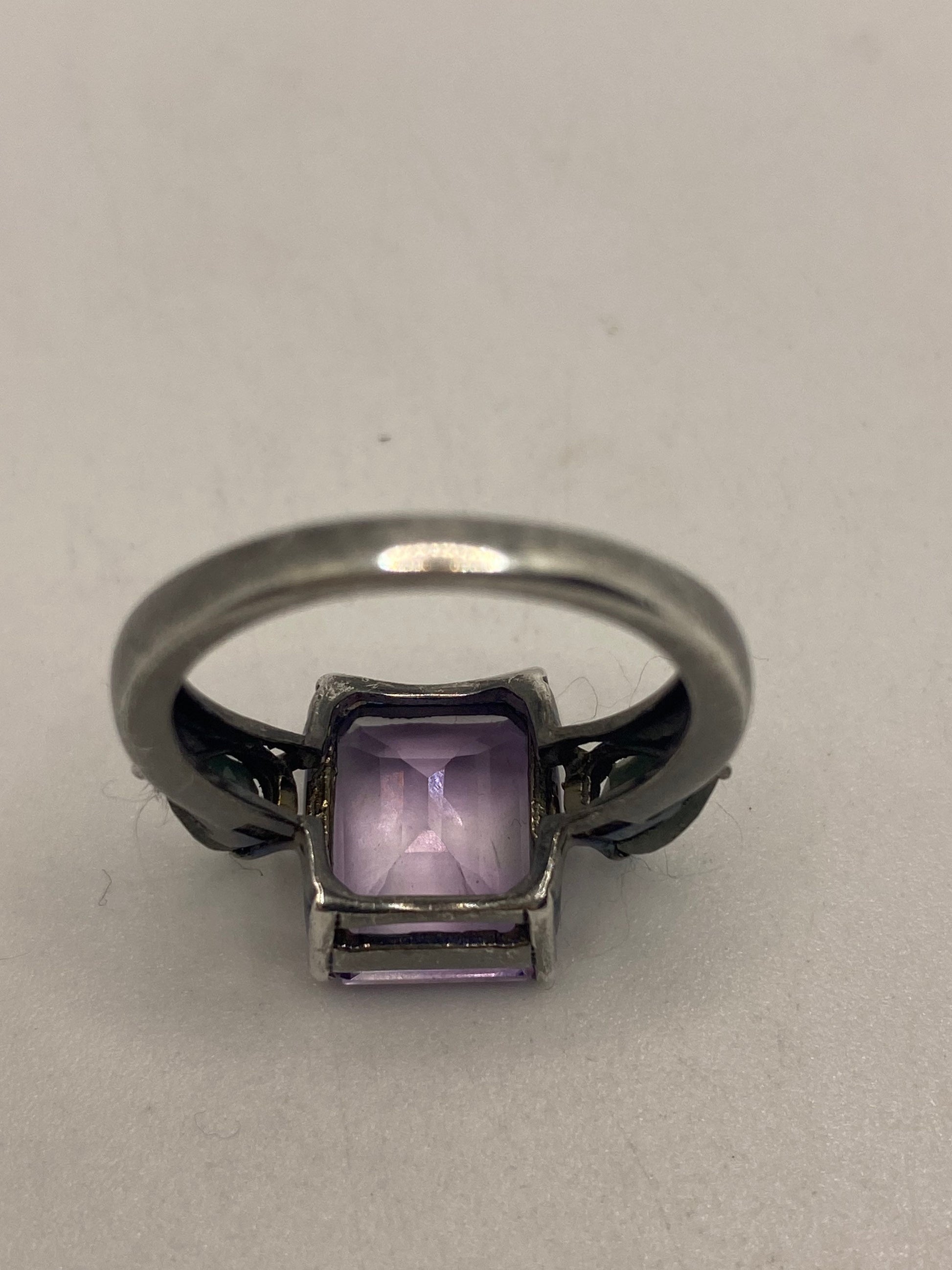 Vintage Handmade Genuine Purple Amethyst Filigree Setting 925 Sterling Silver Gothic Ring