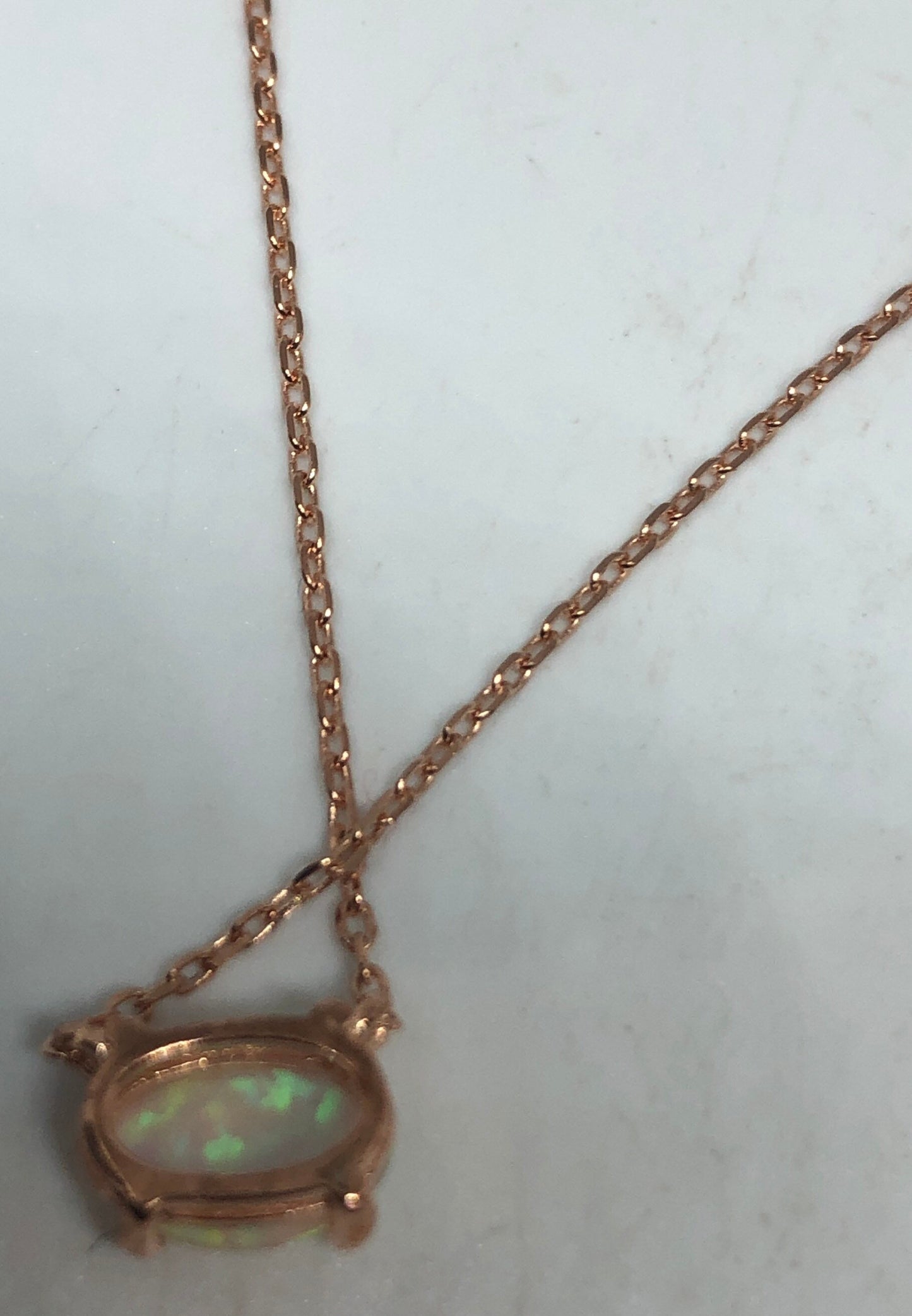Vintage White Opal Choker rose Golden 925 Sterling Silver Pendant Necklace