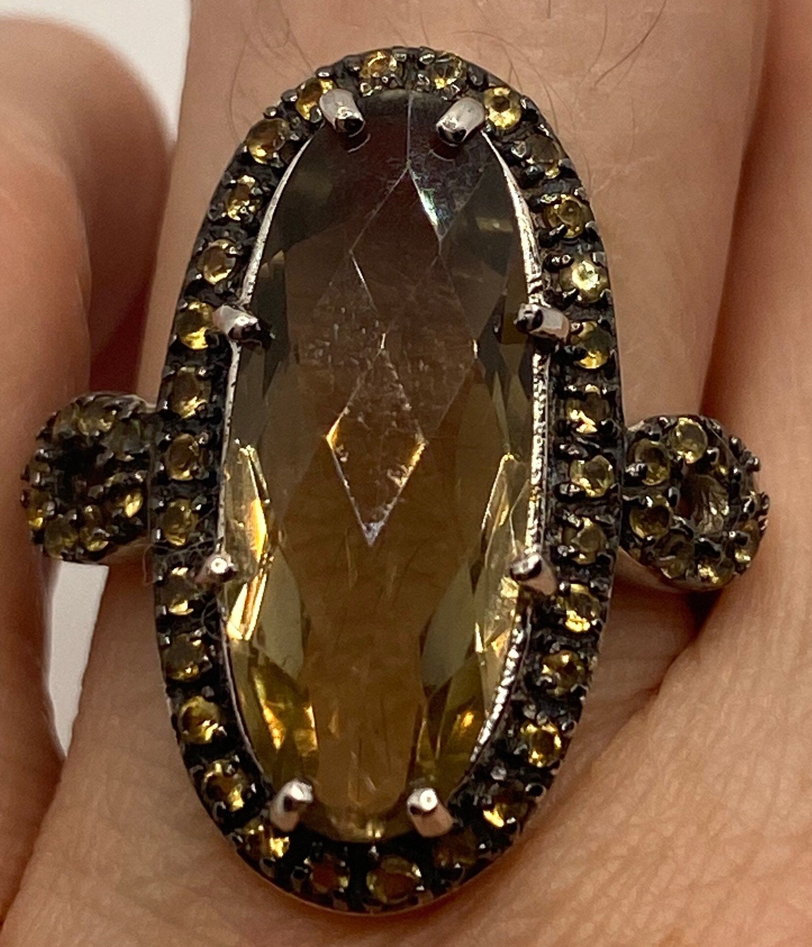 Vintage Smoky Topaz Ring 925 Sterling Silver