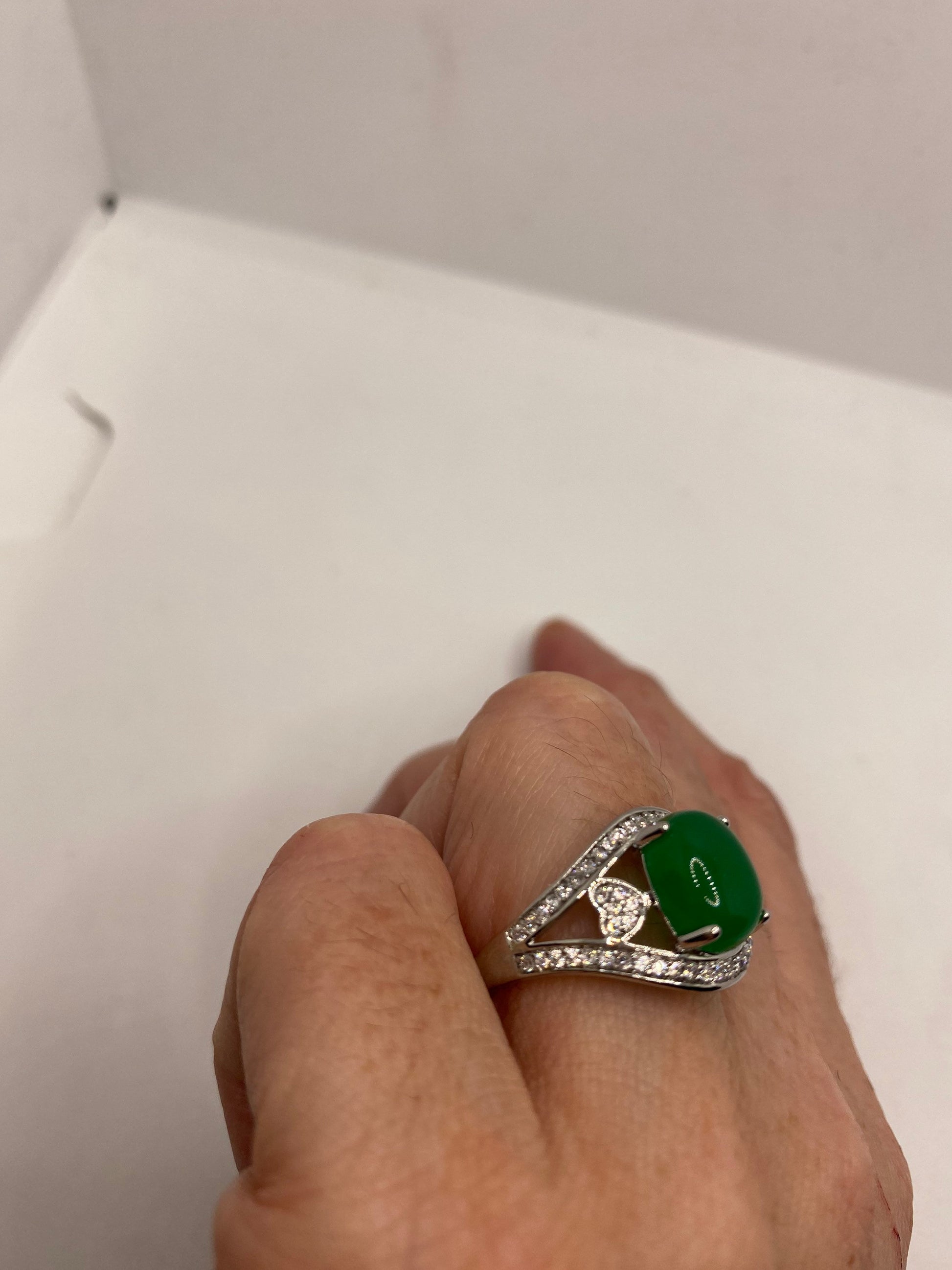 Vintage Lucky Green Nephrite Jade Ring