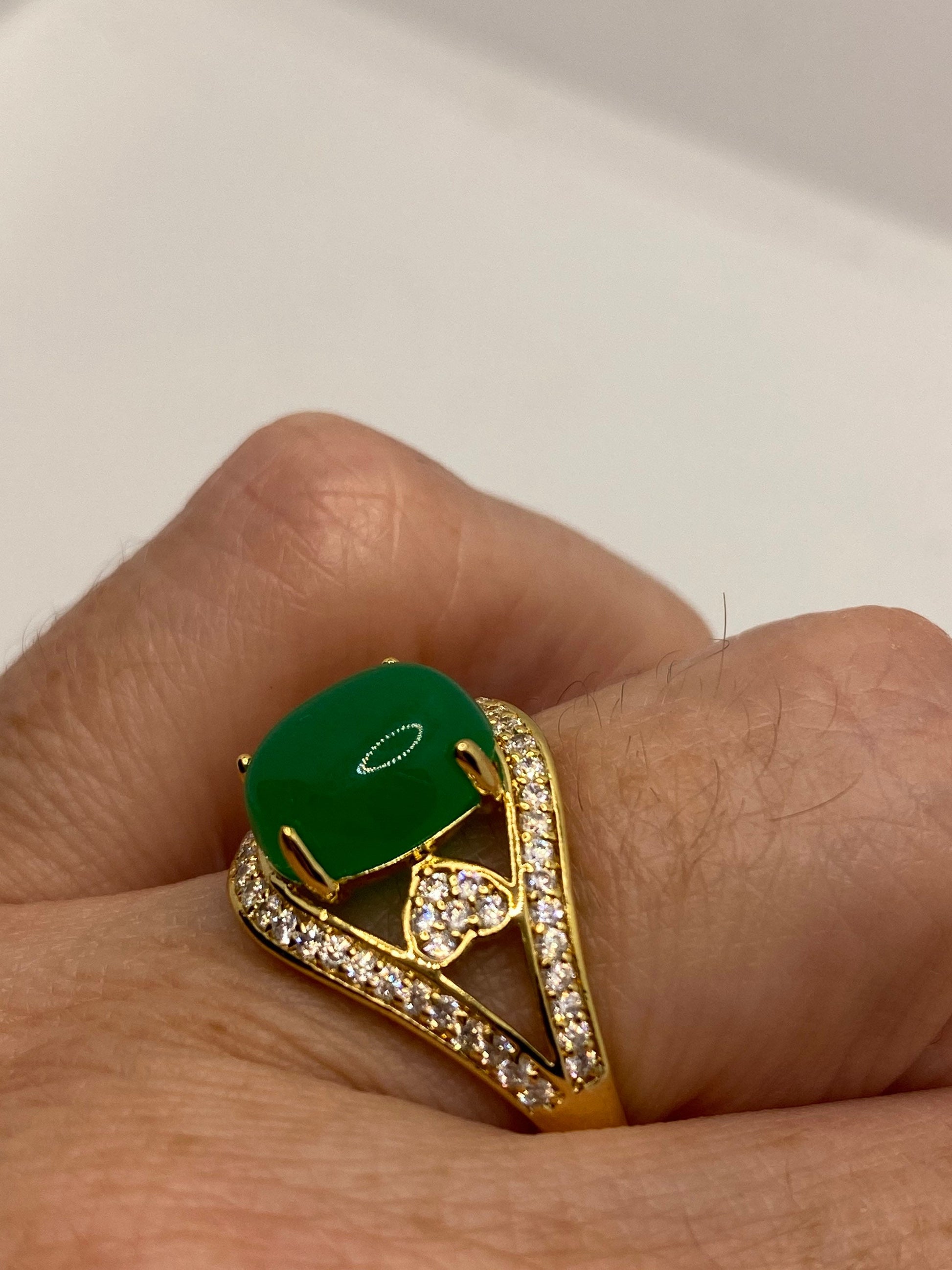 Vintage Lucky Green Nephrite Jade Ring